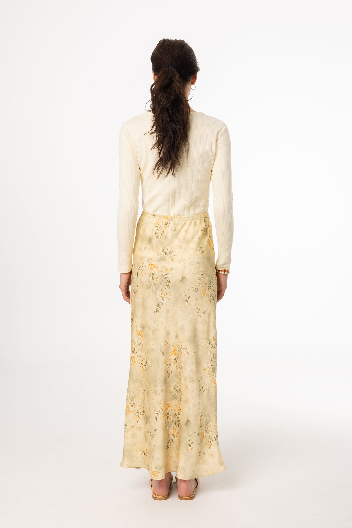 Beige Floral Printed Skirt