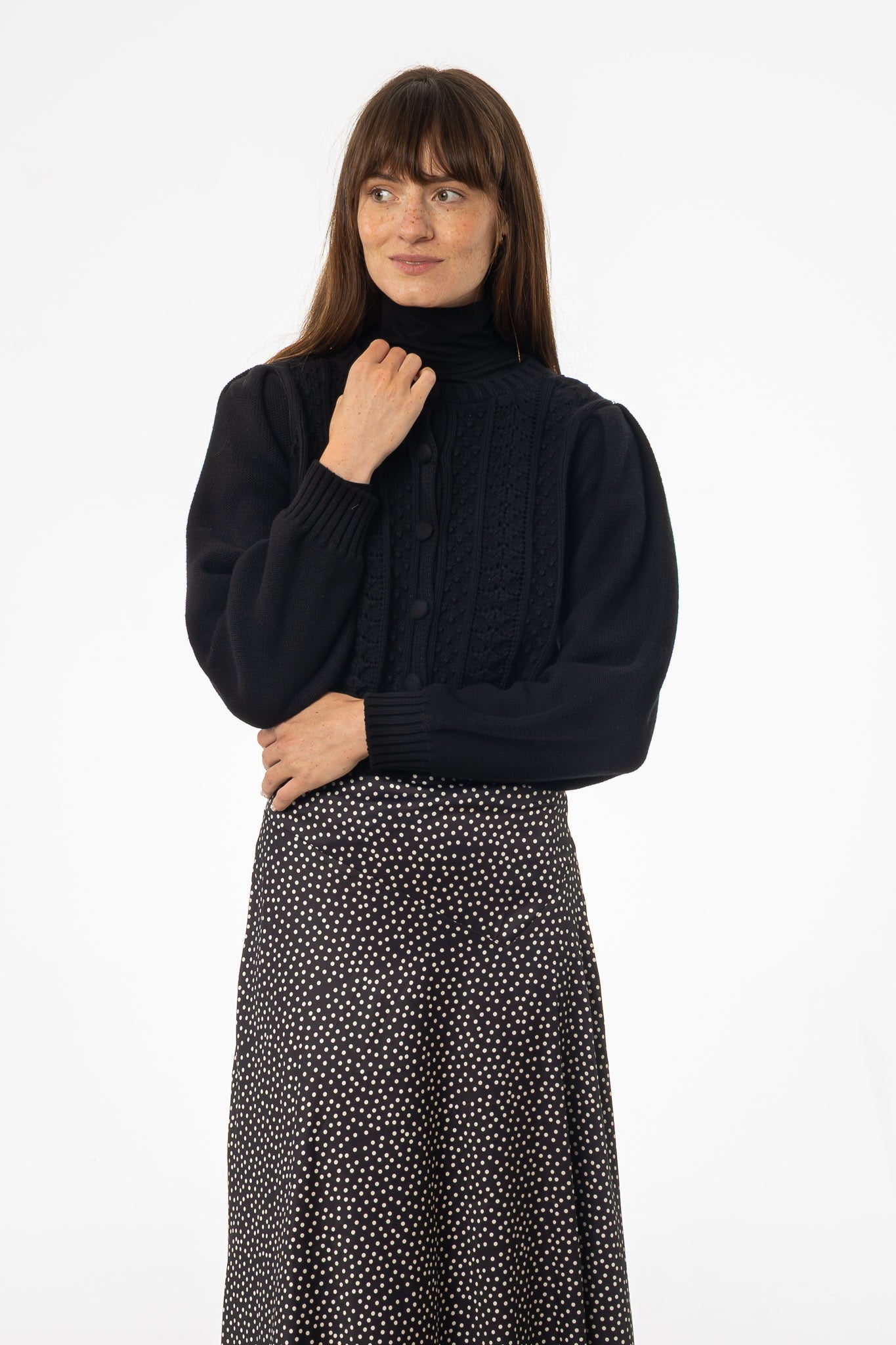 Black Cropped Crochet Cardigan