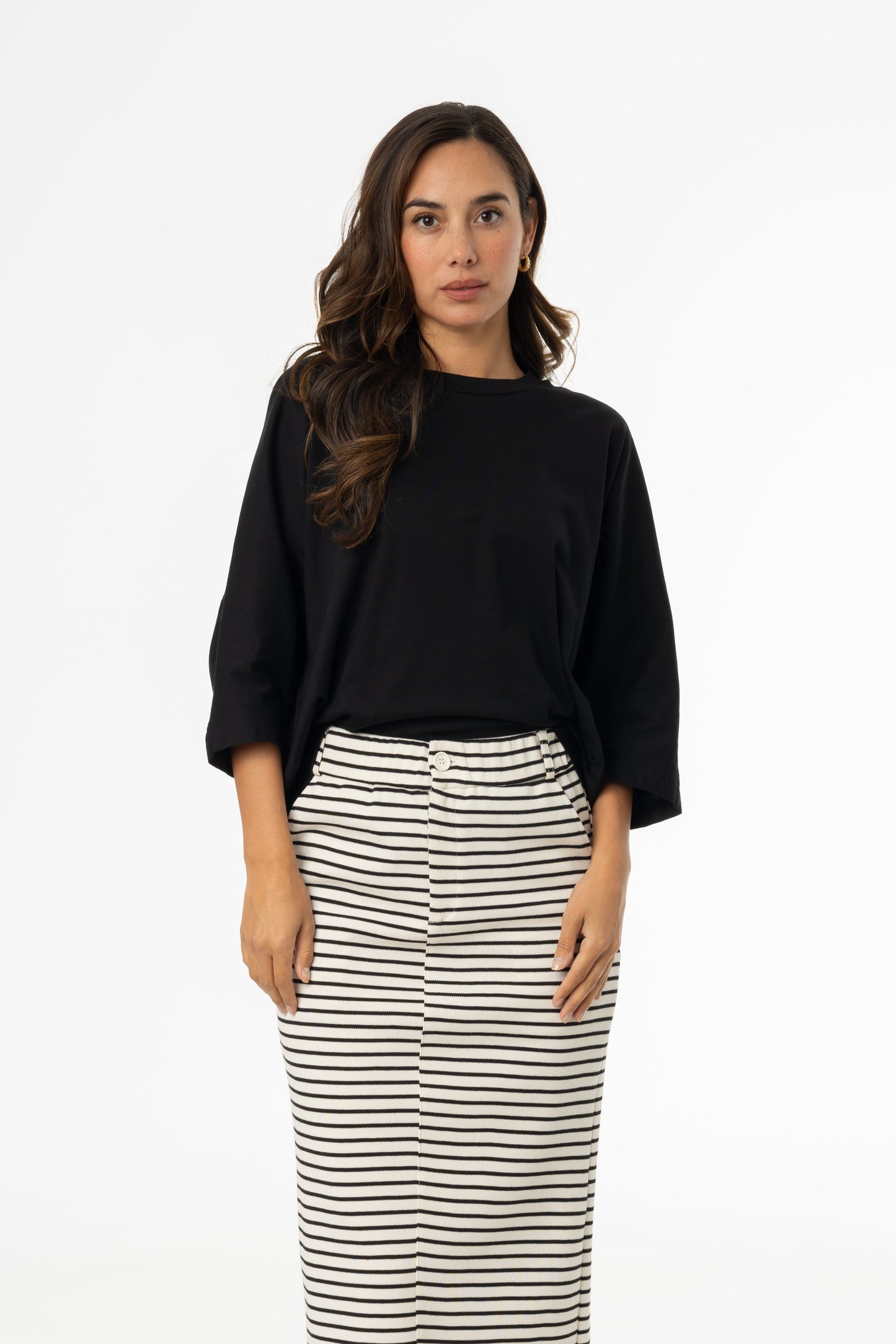 Black Oversized Dolman 3/4 Sleeve T-Shirt