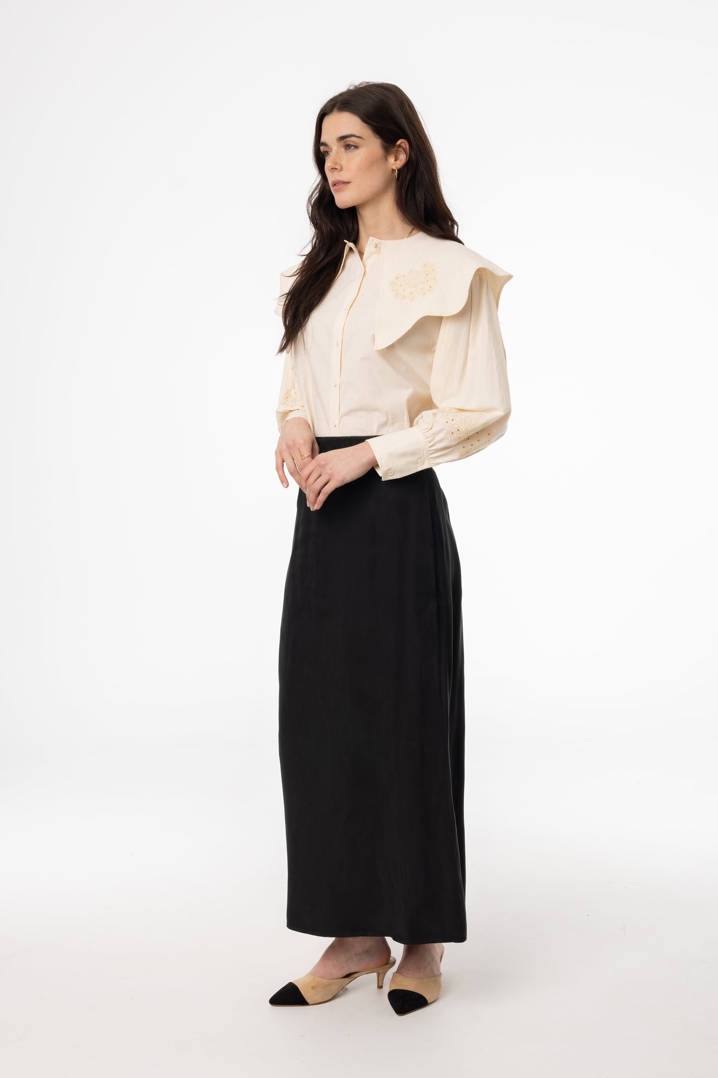 Black A-Line Zipper Slip Skirt