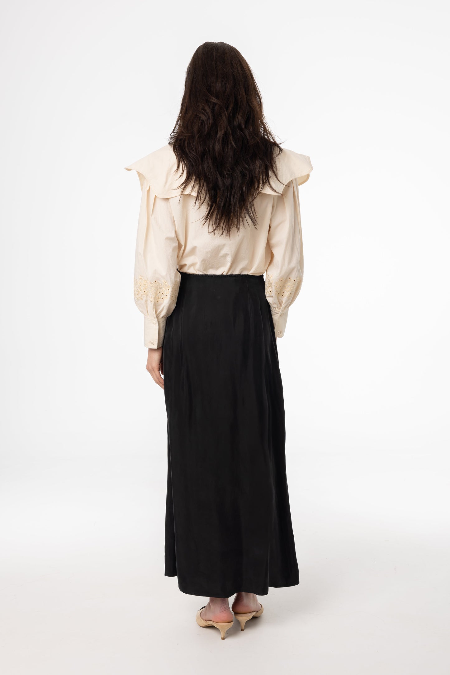 Black A-Line Zipper Slip Skirt