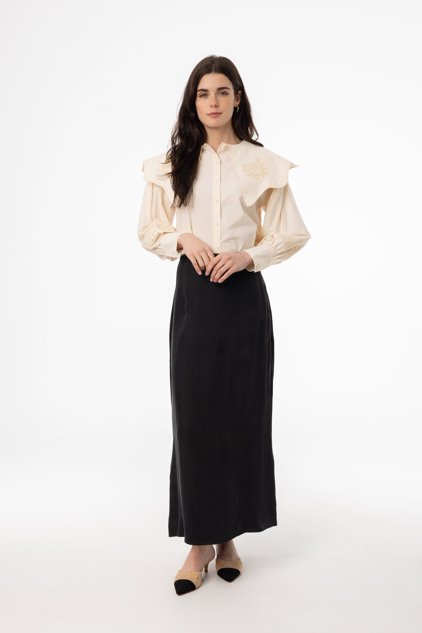 Black A-Line Zipper Slip Skirt