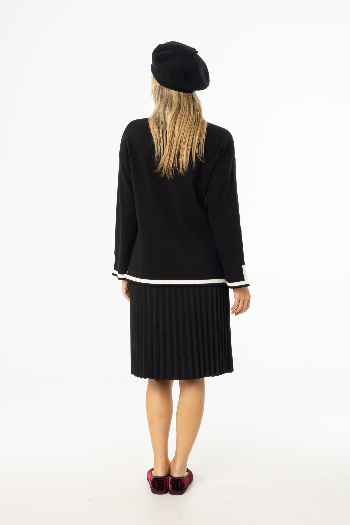 Black Accordion Microsuede Skirt