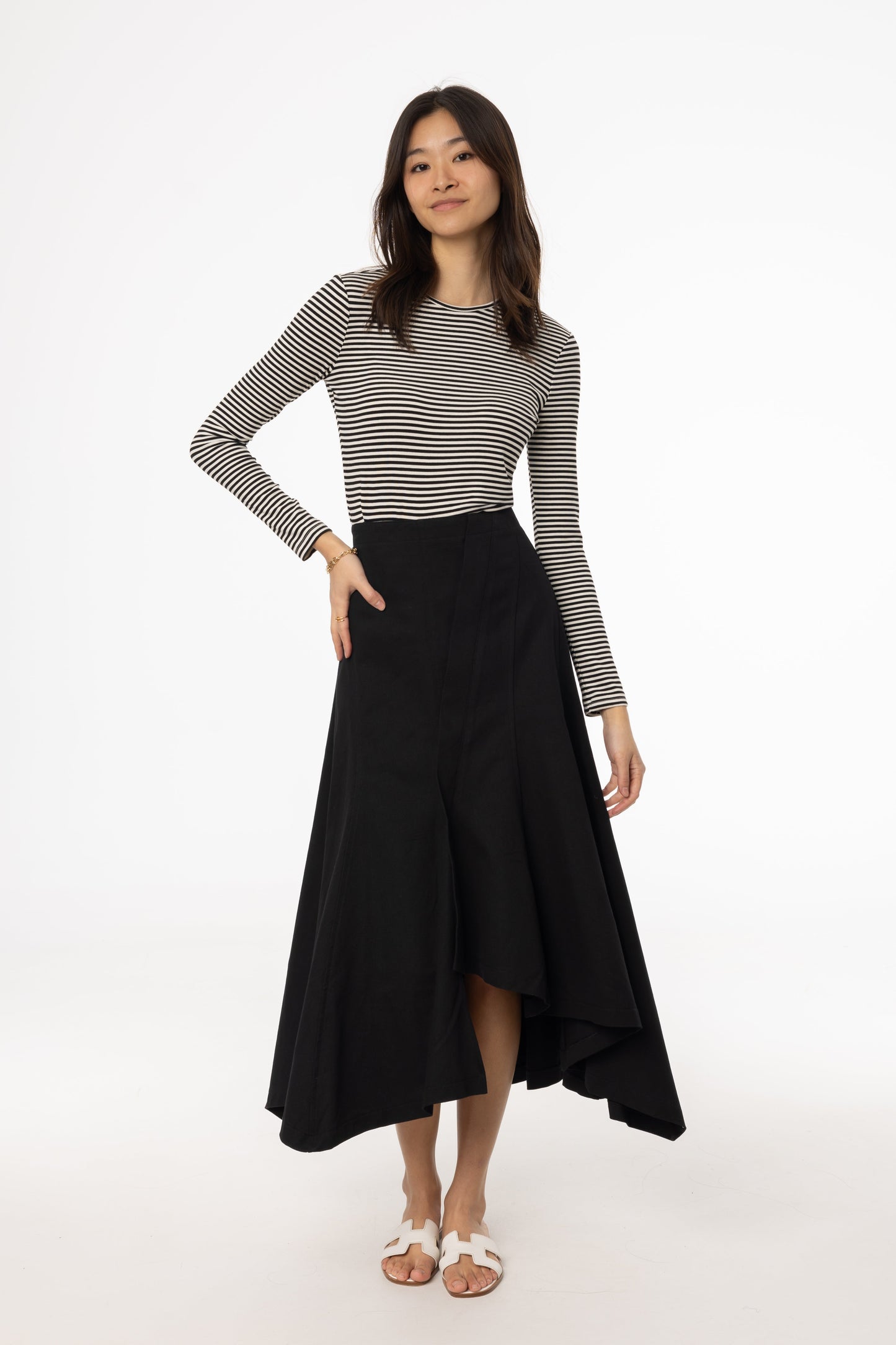Black Asymmetrical Maxi Skirt