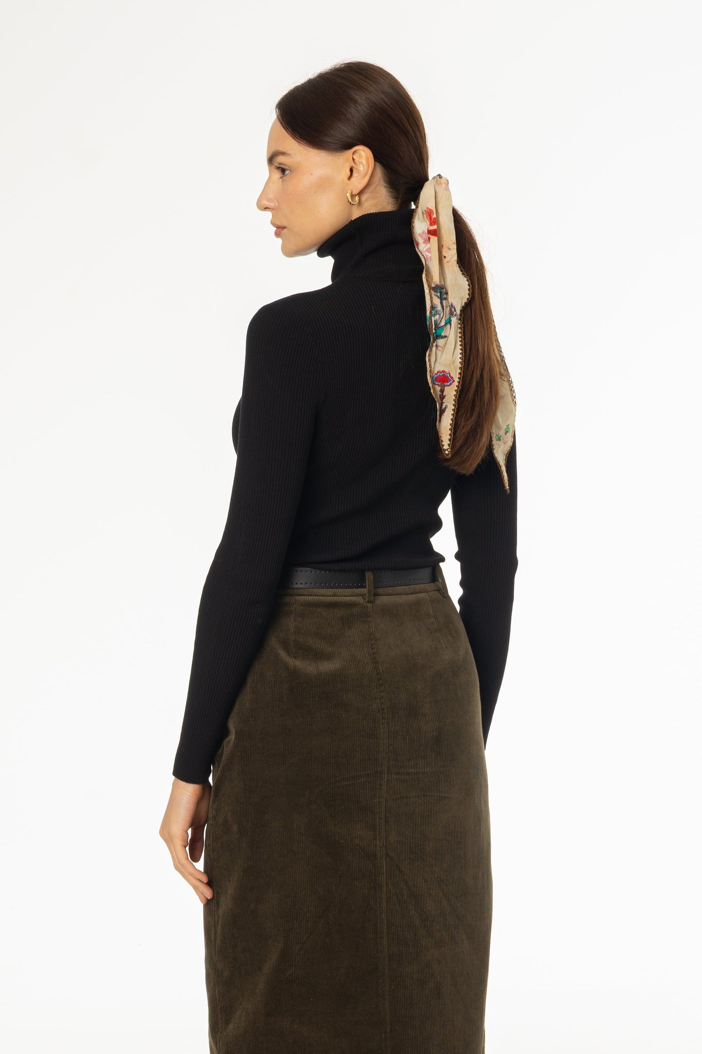 Black Basic Ribbed Knit Turtleneck