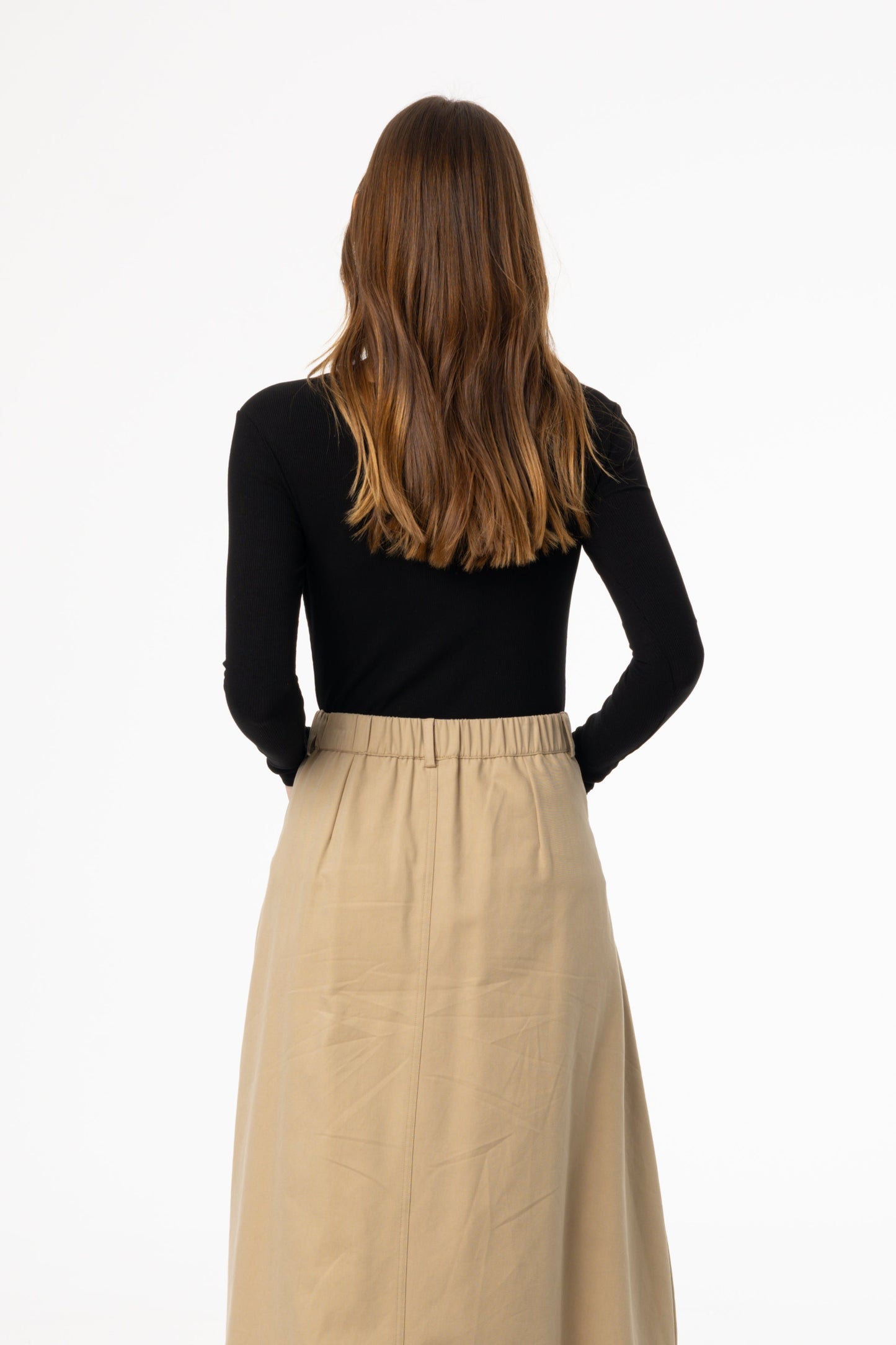 Black Basic Wider Neck Ribbed Tee