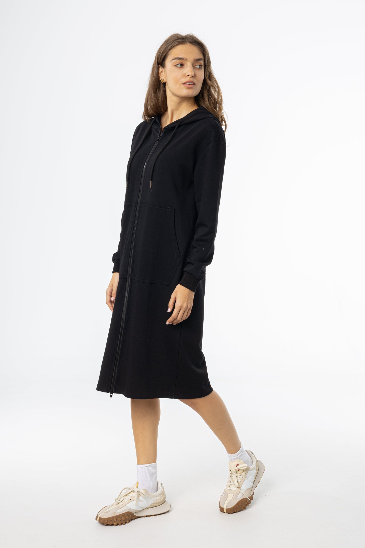 Black Basic Zipper Dress