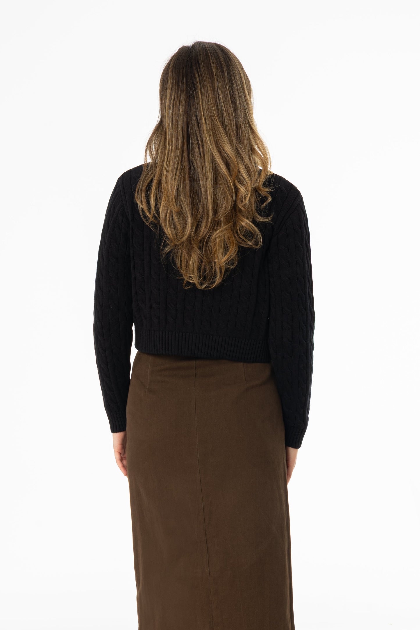 Black Cable Knit Cardigan