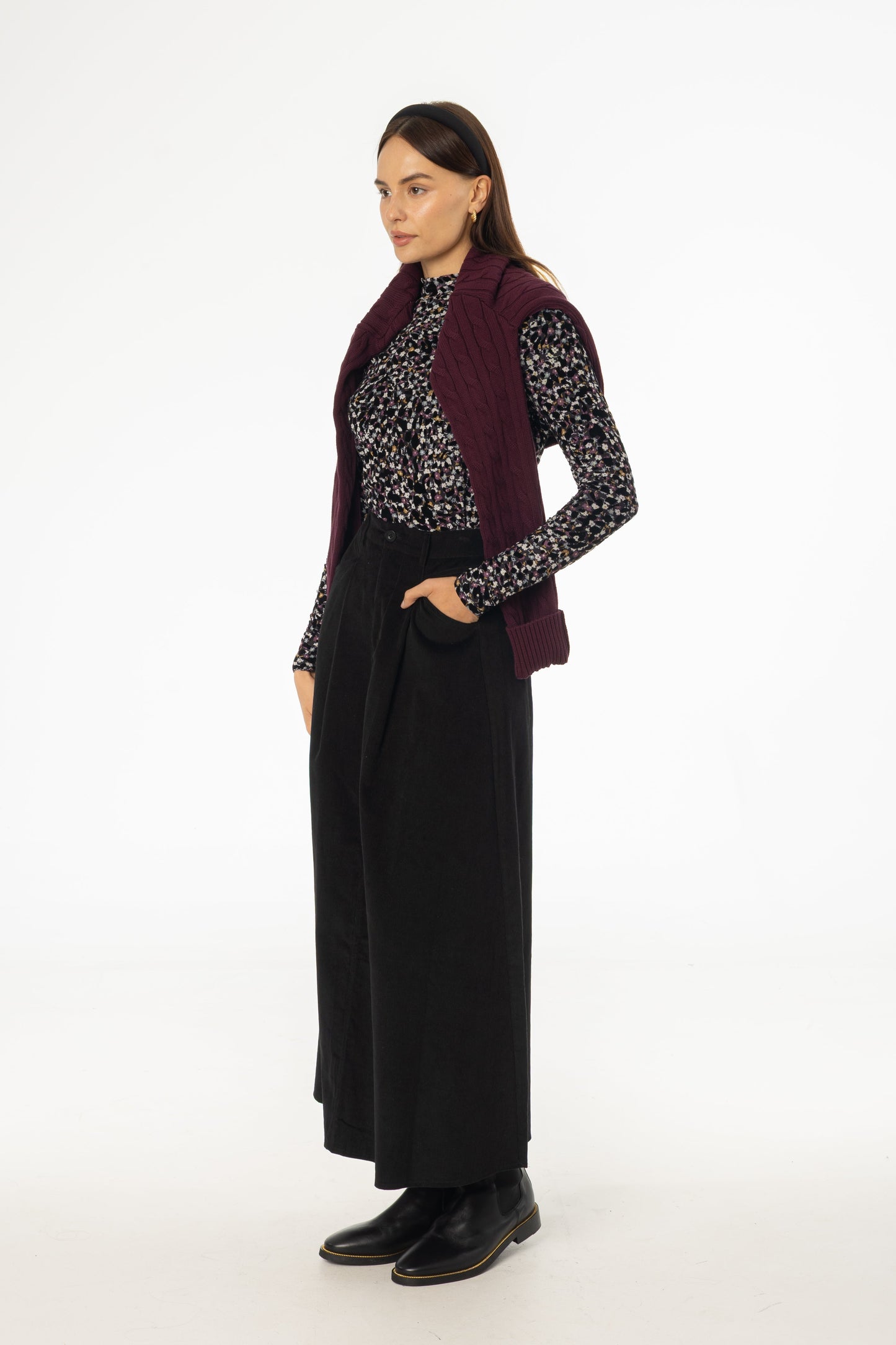 Black Cargo Corduroy Maxi Skirt