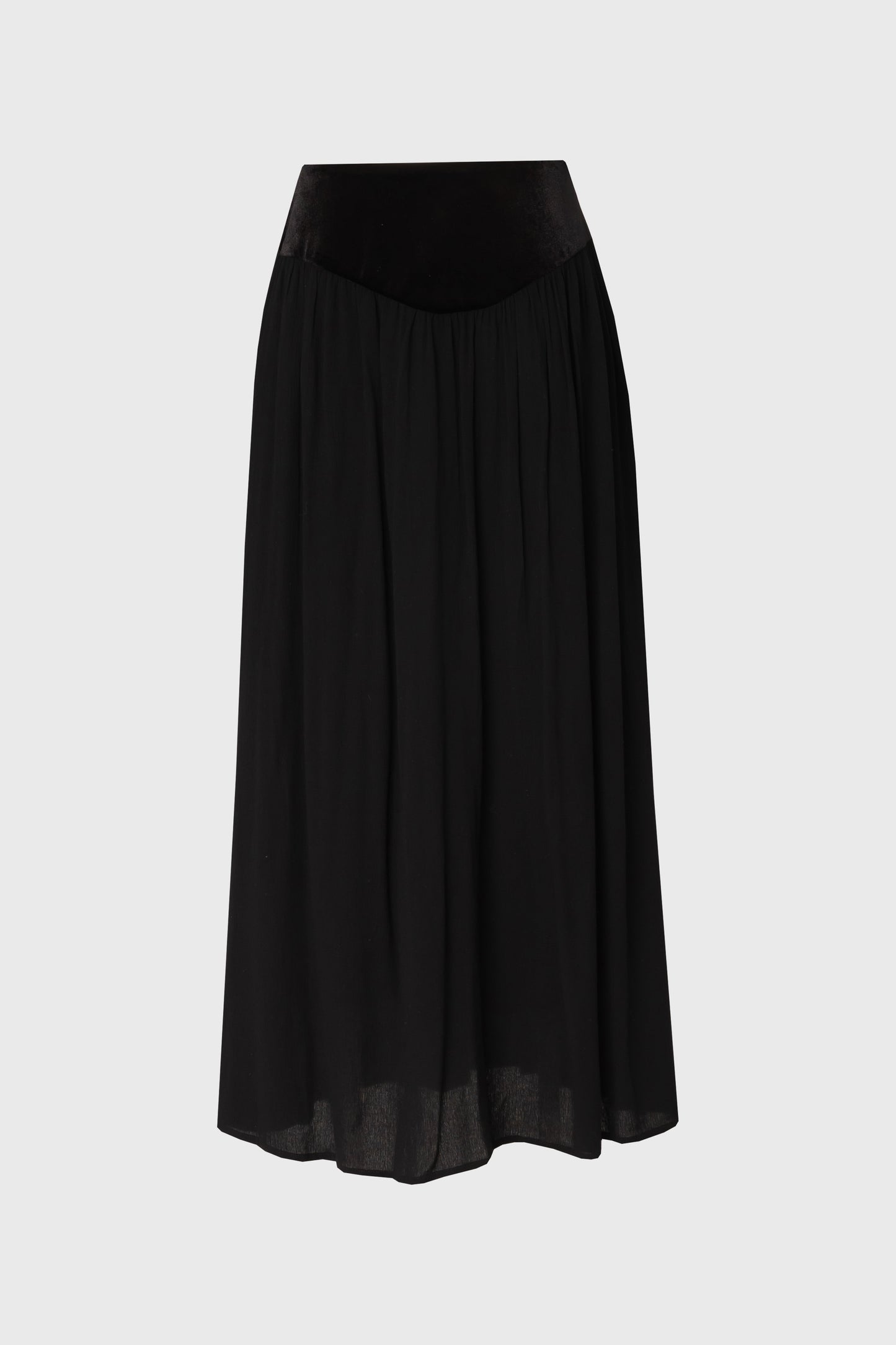 Black Fabric Combo Maxi Skirt
