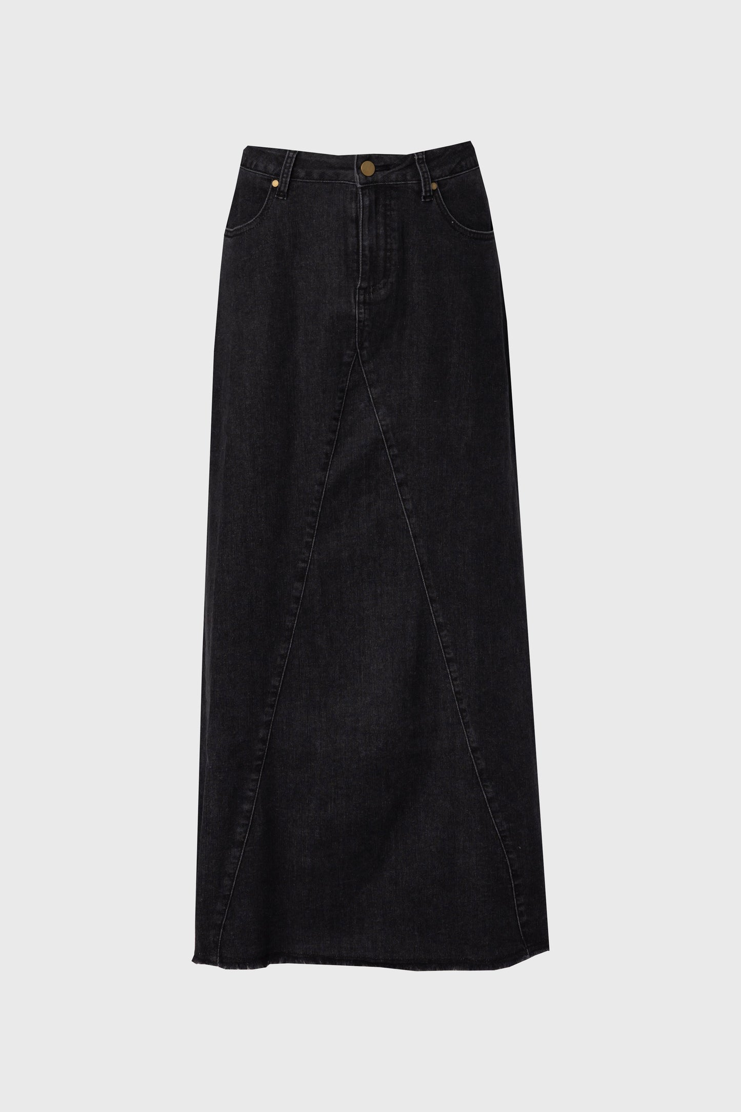 Black Frayed Edge Denim Skirt