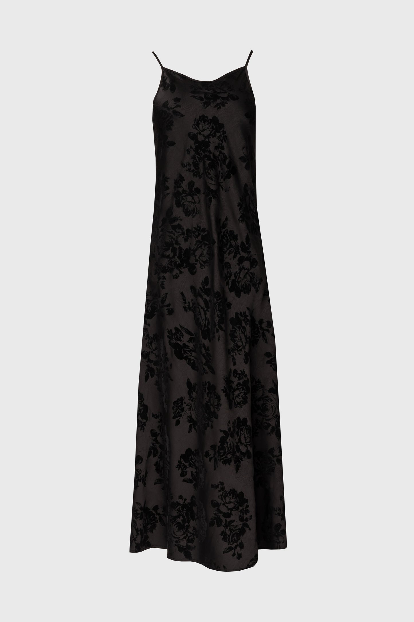 Black Flower Print Velvet Slip Jumper