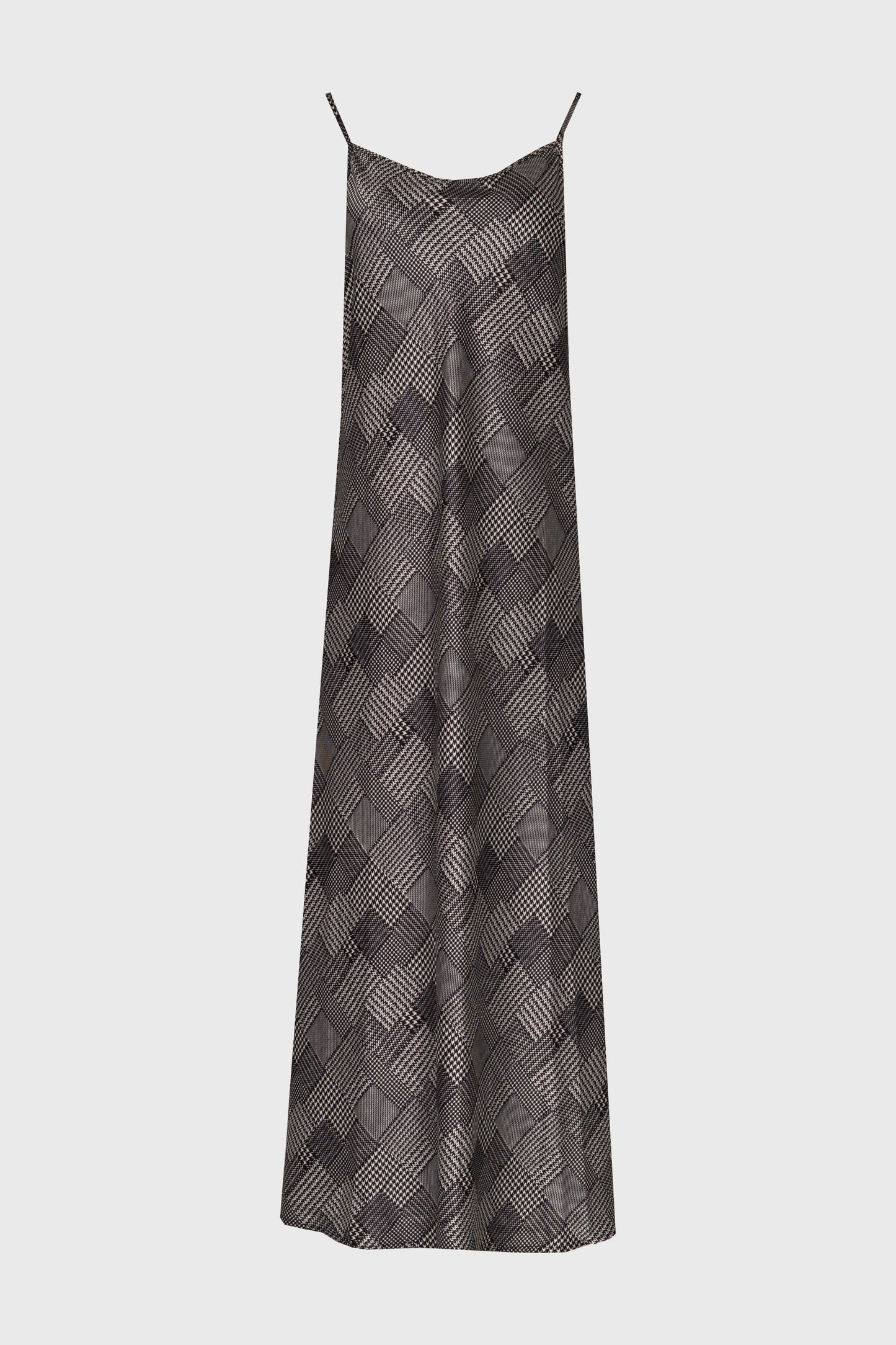 Black Houndstooth Printed Slip Dress