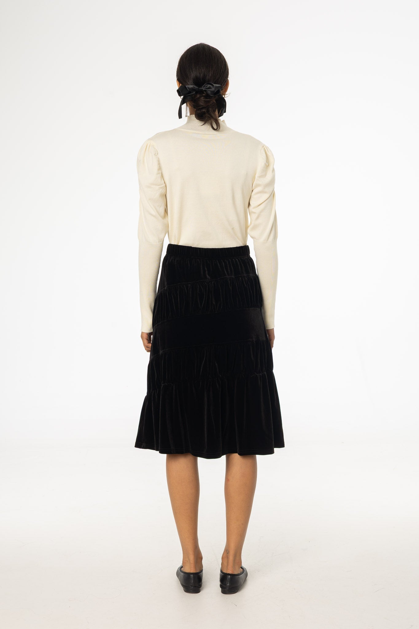 Black Layered Velvet Skirt