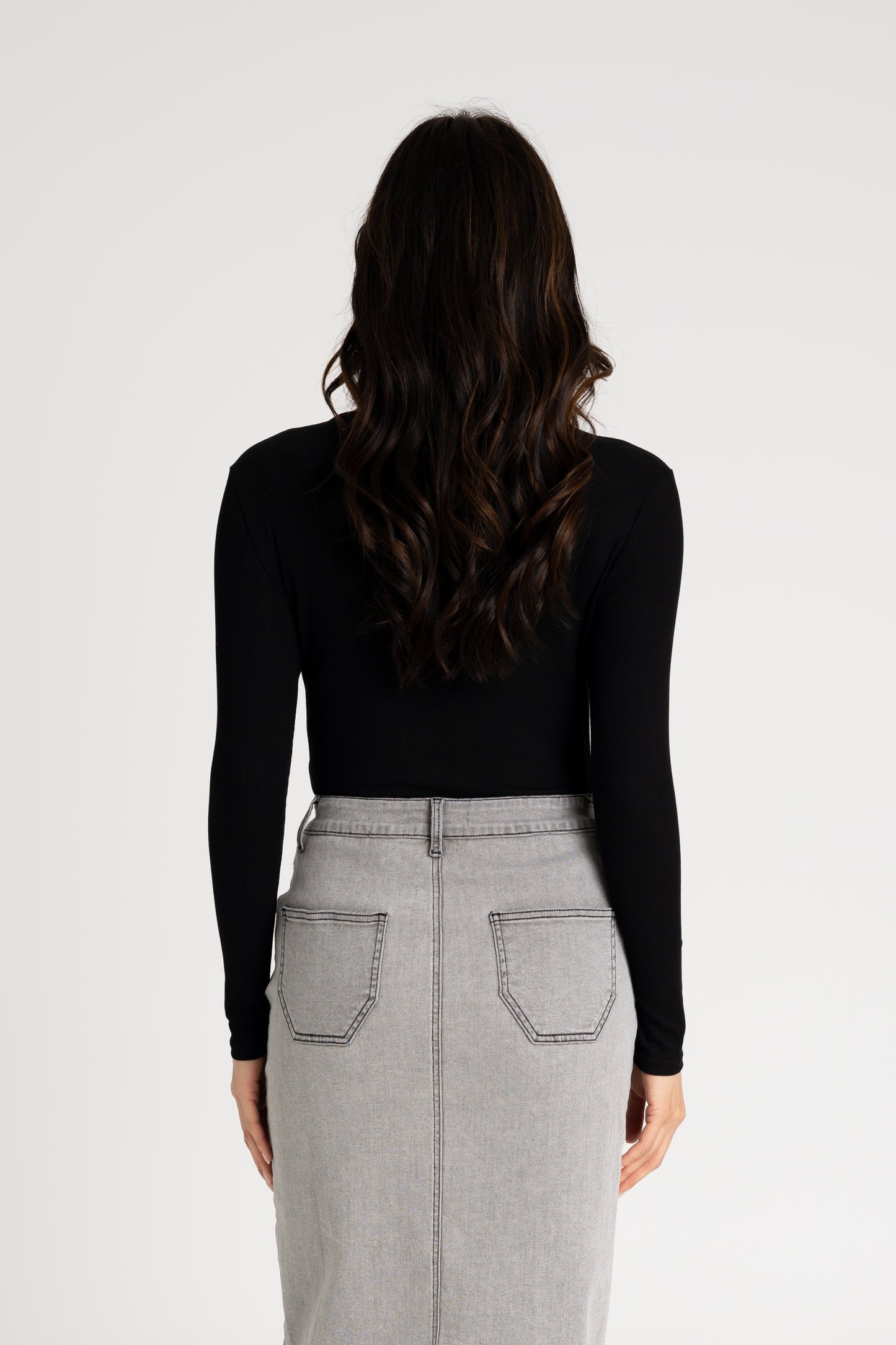 Black Long Sleeve Ribbed Tee