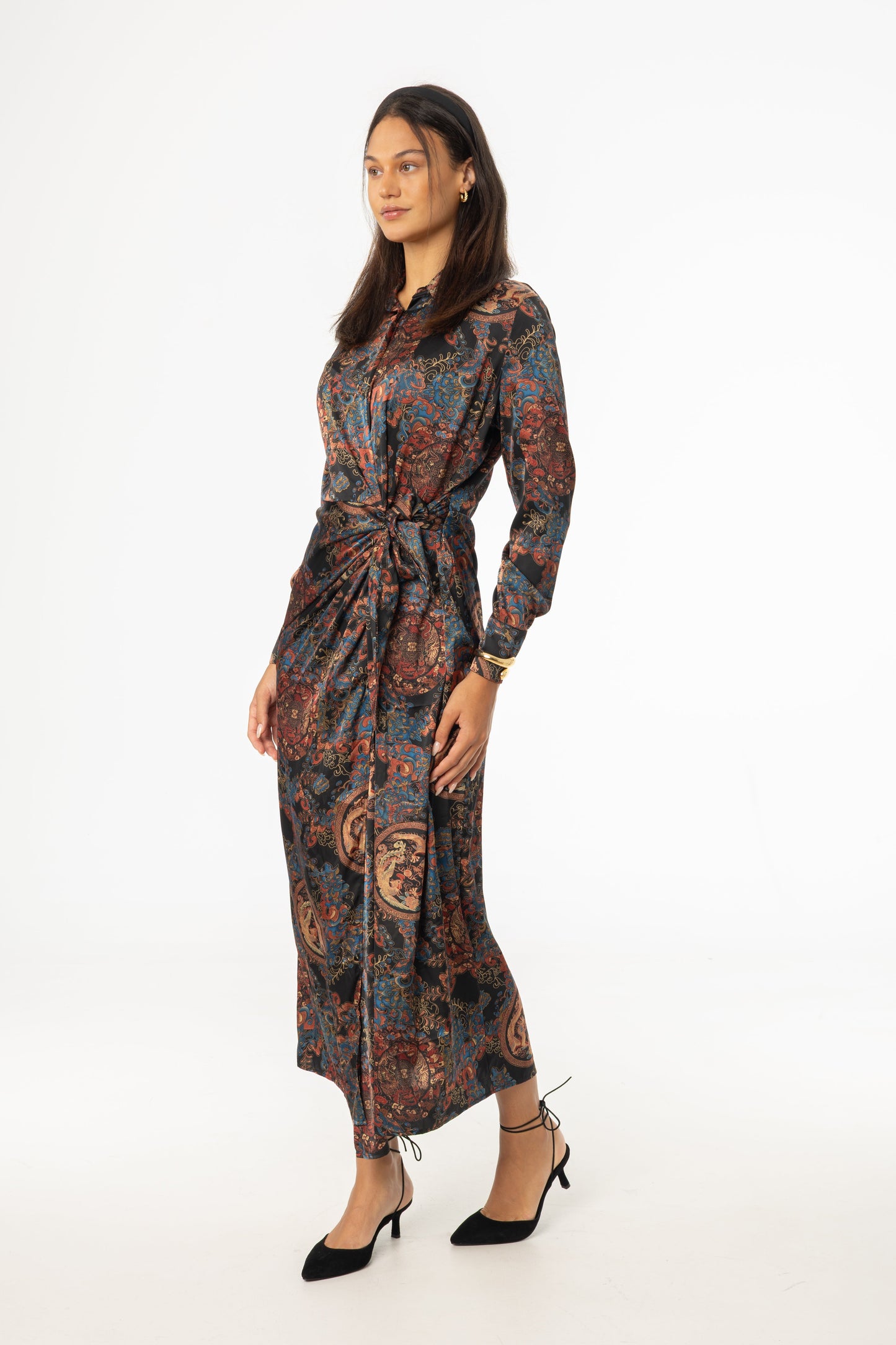 Multicolor Side Tie Maxi Dress