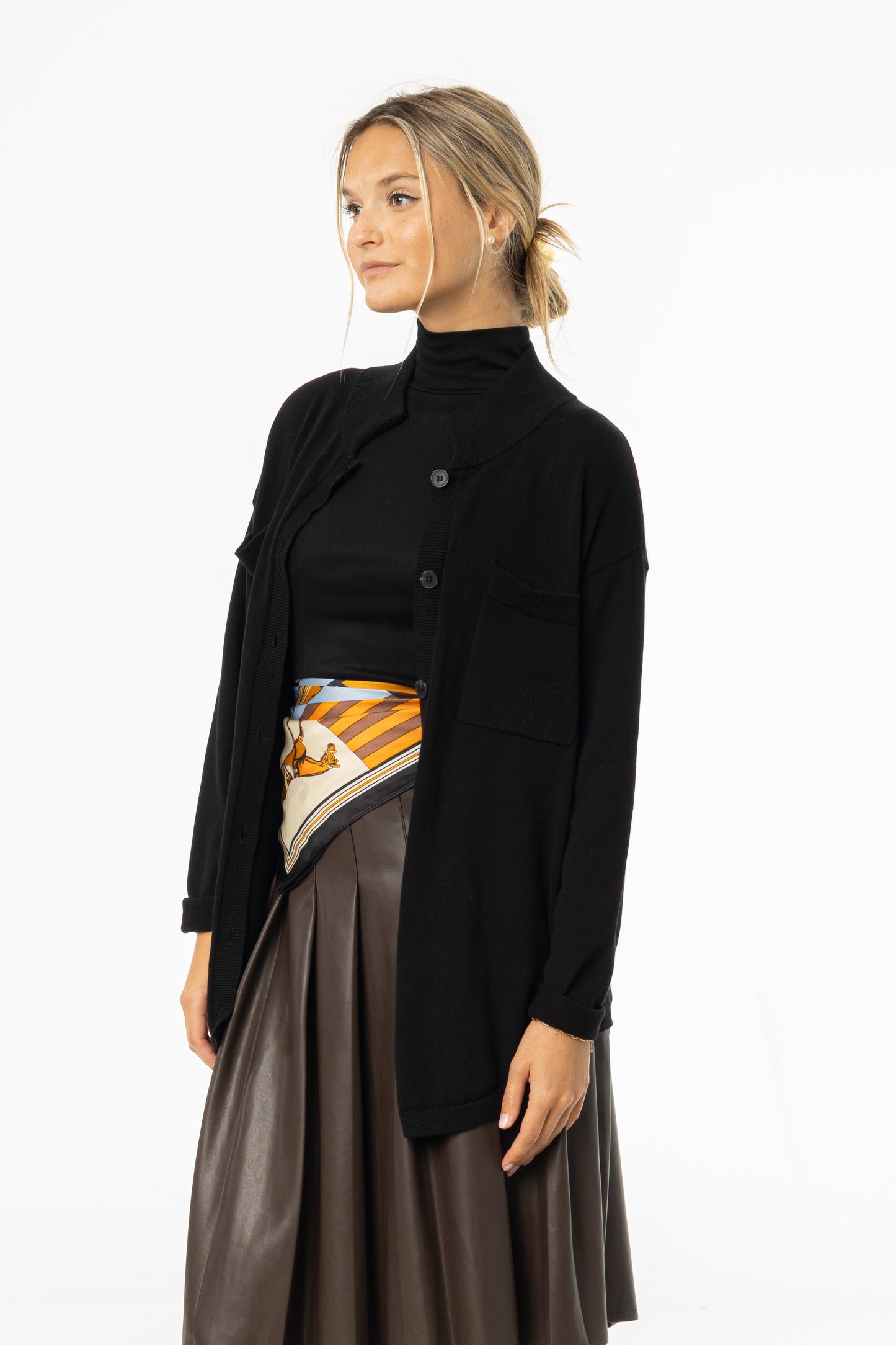 Black Oversized Knit Cardigan