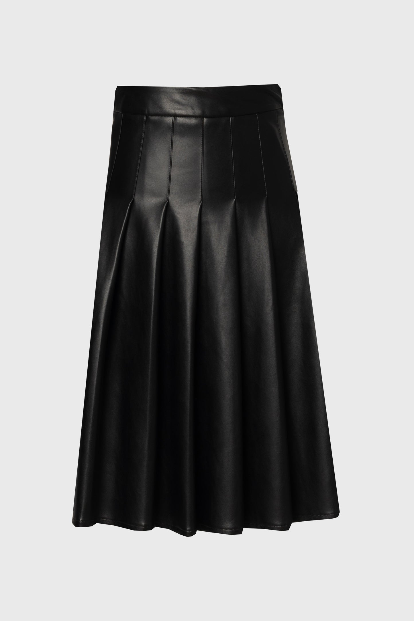 Black Pleated Leather Skirt