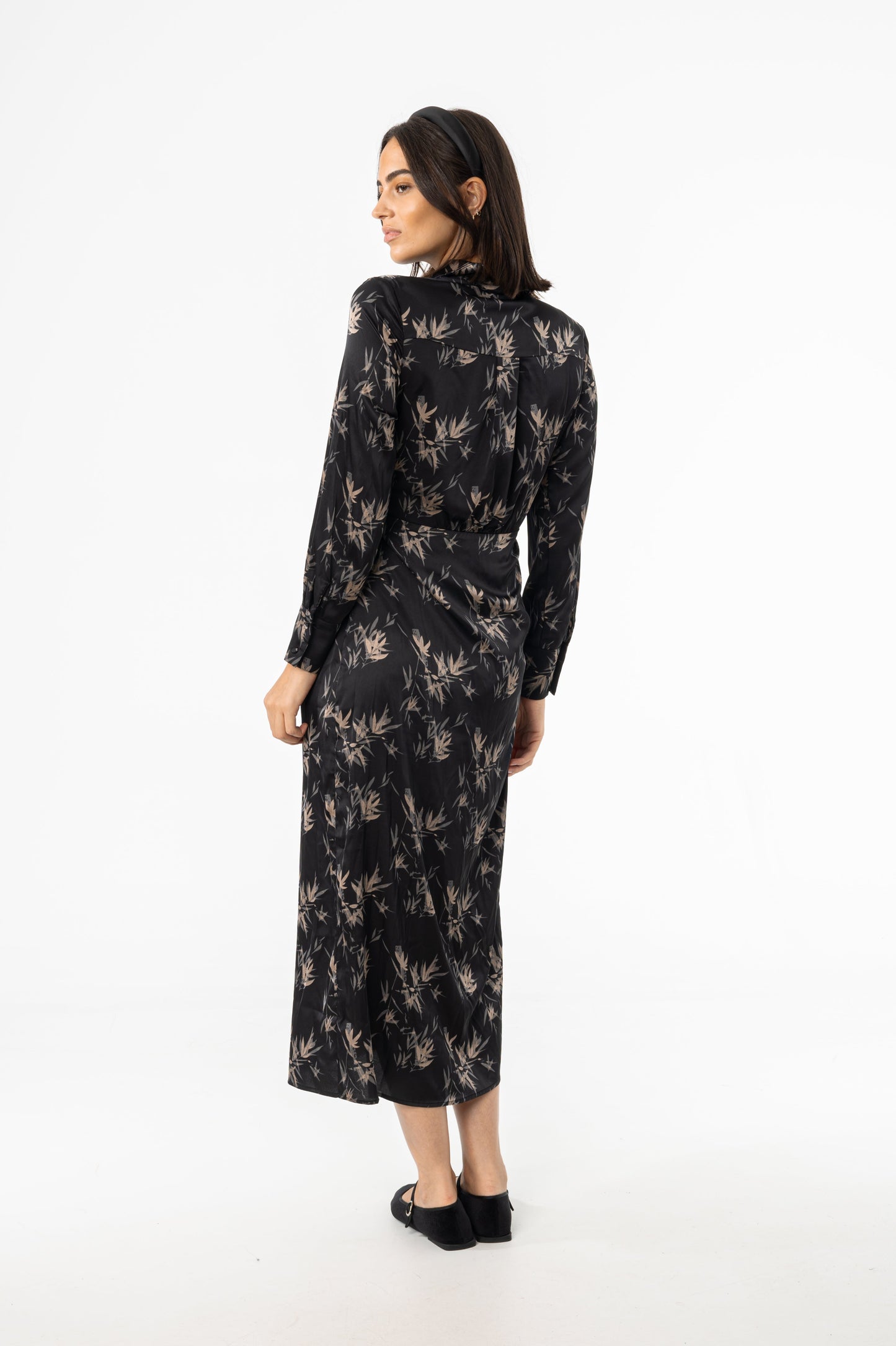 Black & Beige Side Tie Maxi Dress