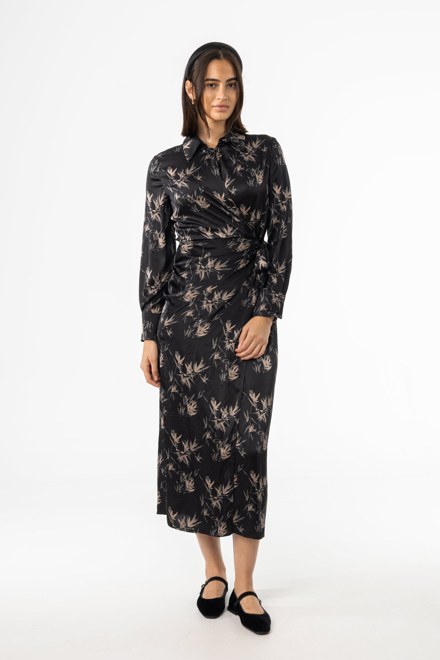 Black & Beige Side Tie Maxi Dress