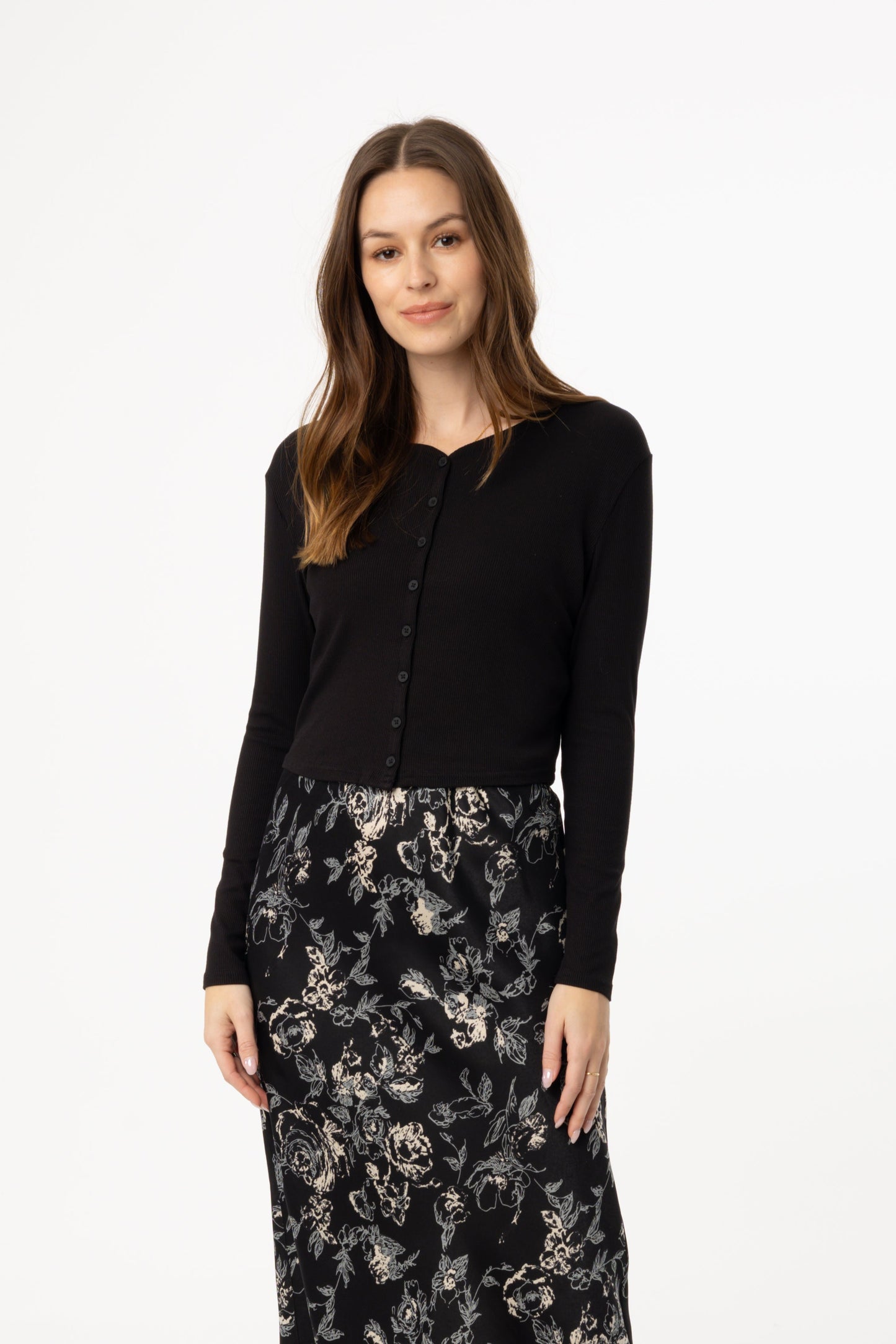 Black Ribbed Cardigan