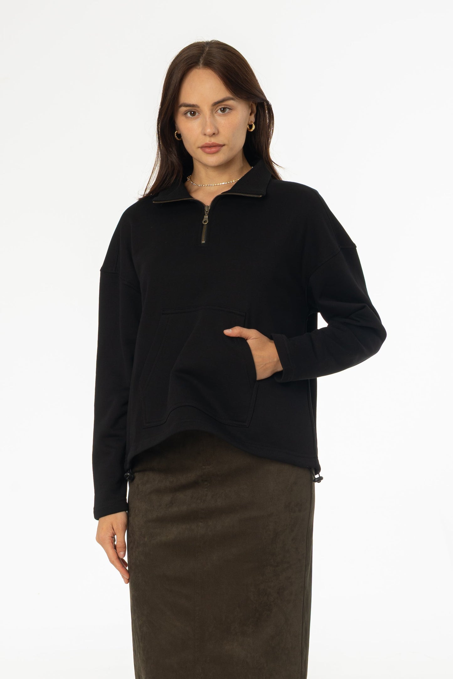 Black Quarter Zip Sweater