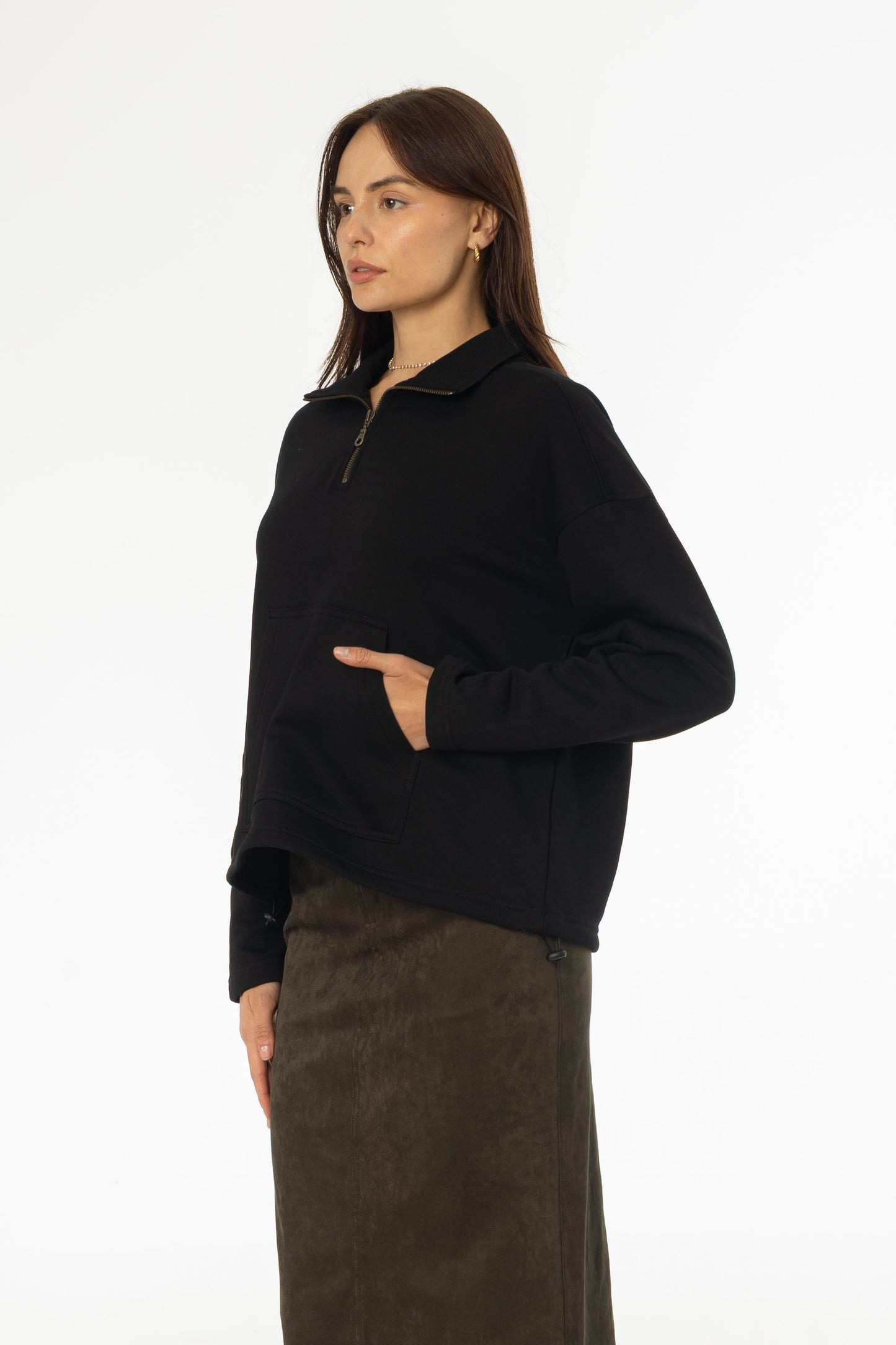 Black Quarter Zip Sweater