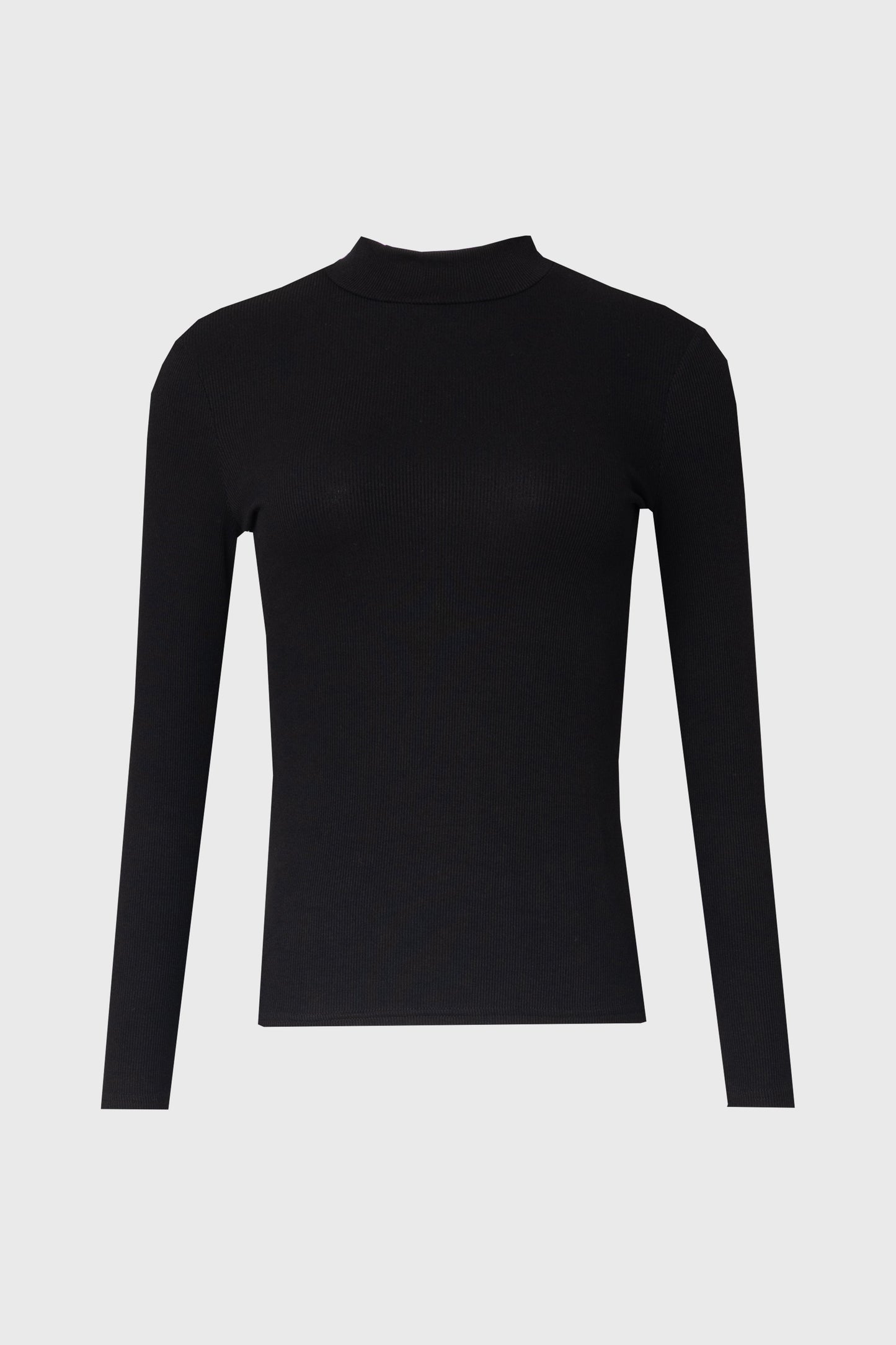 Black Ribbed Mock Neck Top