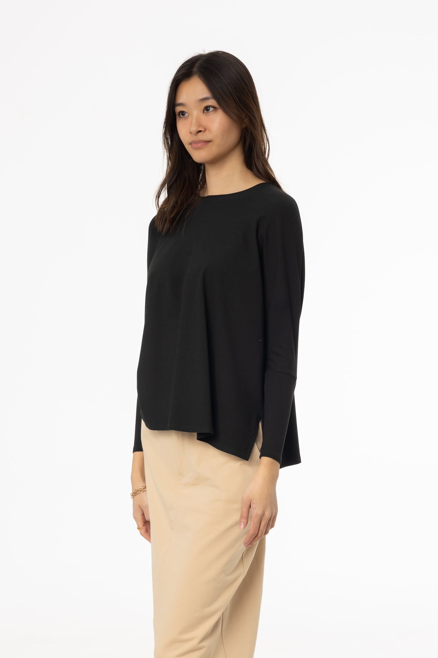 Black Ribbed Swing T-Shirt