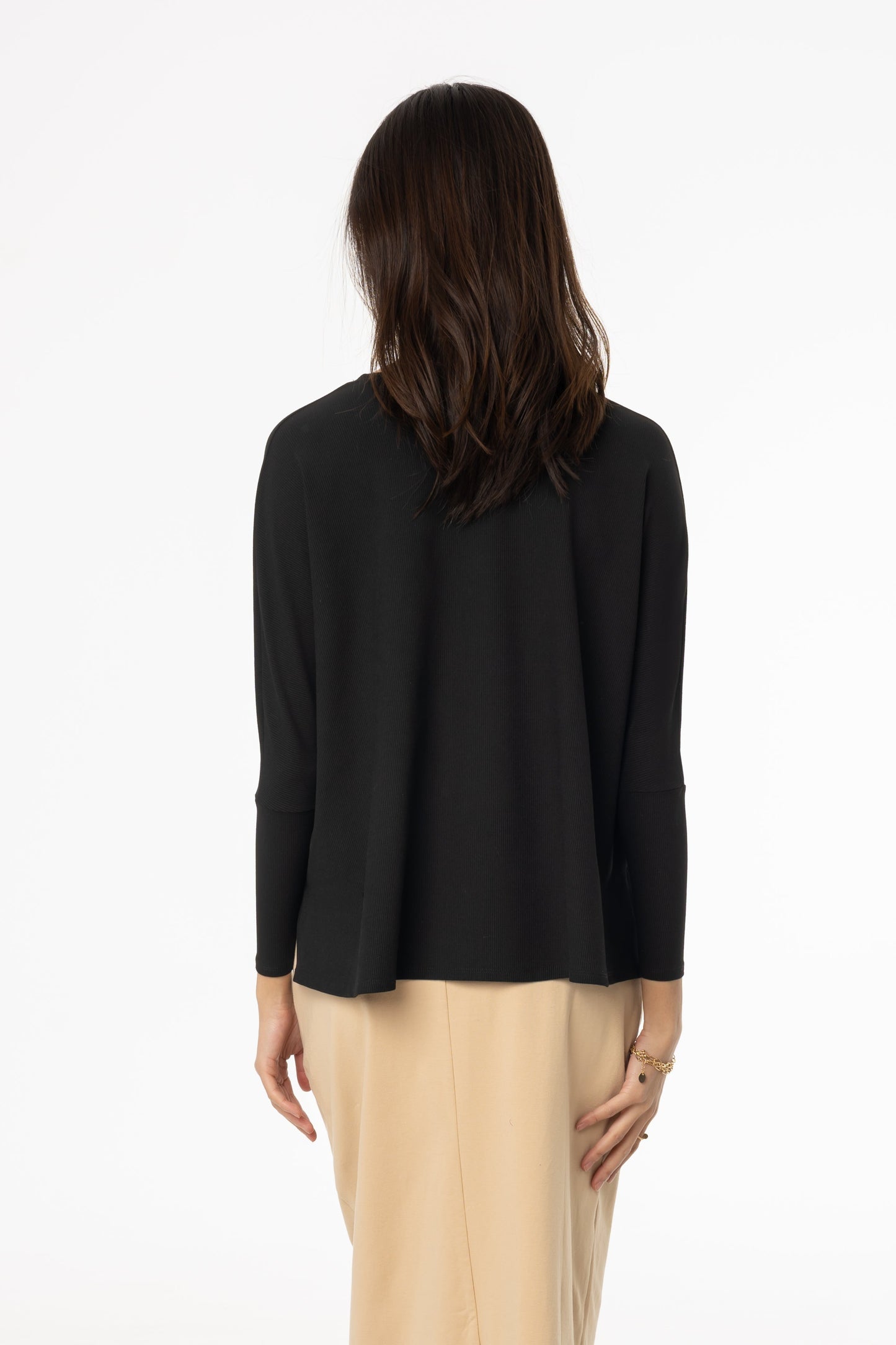 Black Ribbed Swing T-Shirt
