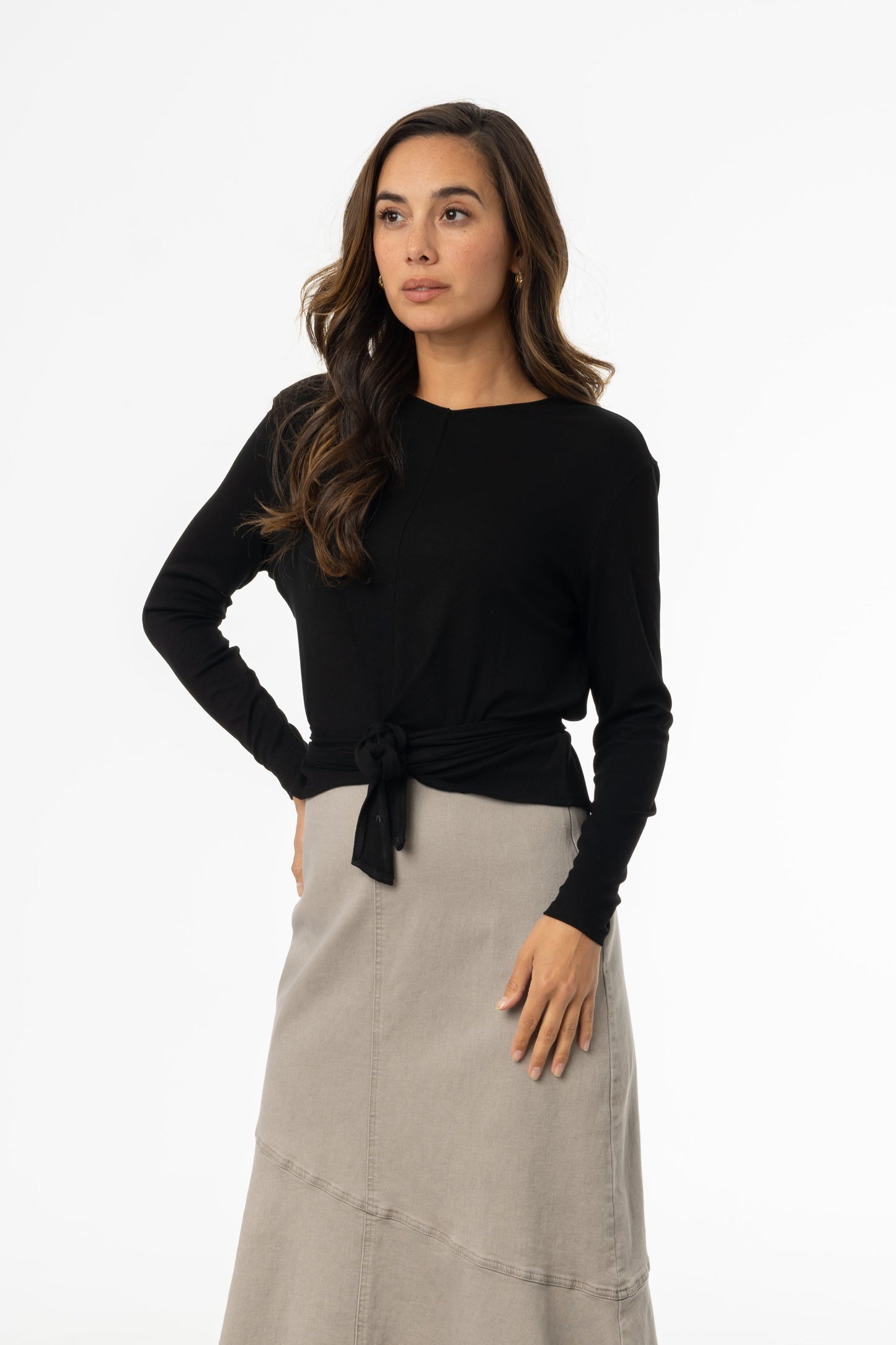 Black Ribbed Tie T-Shirt