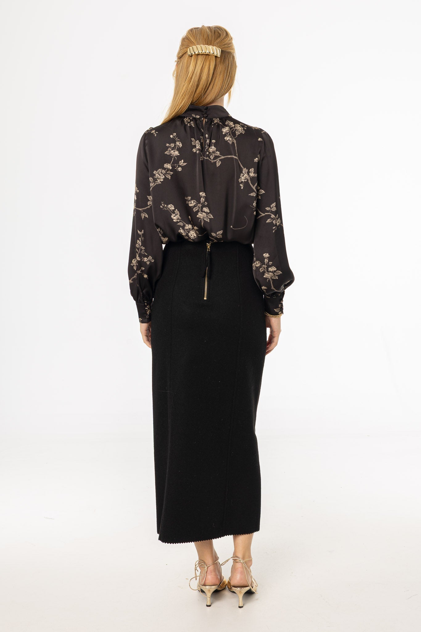 Black Scalloped Edge Maxi Skirt