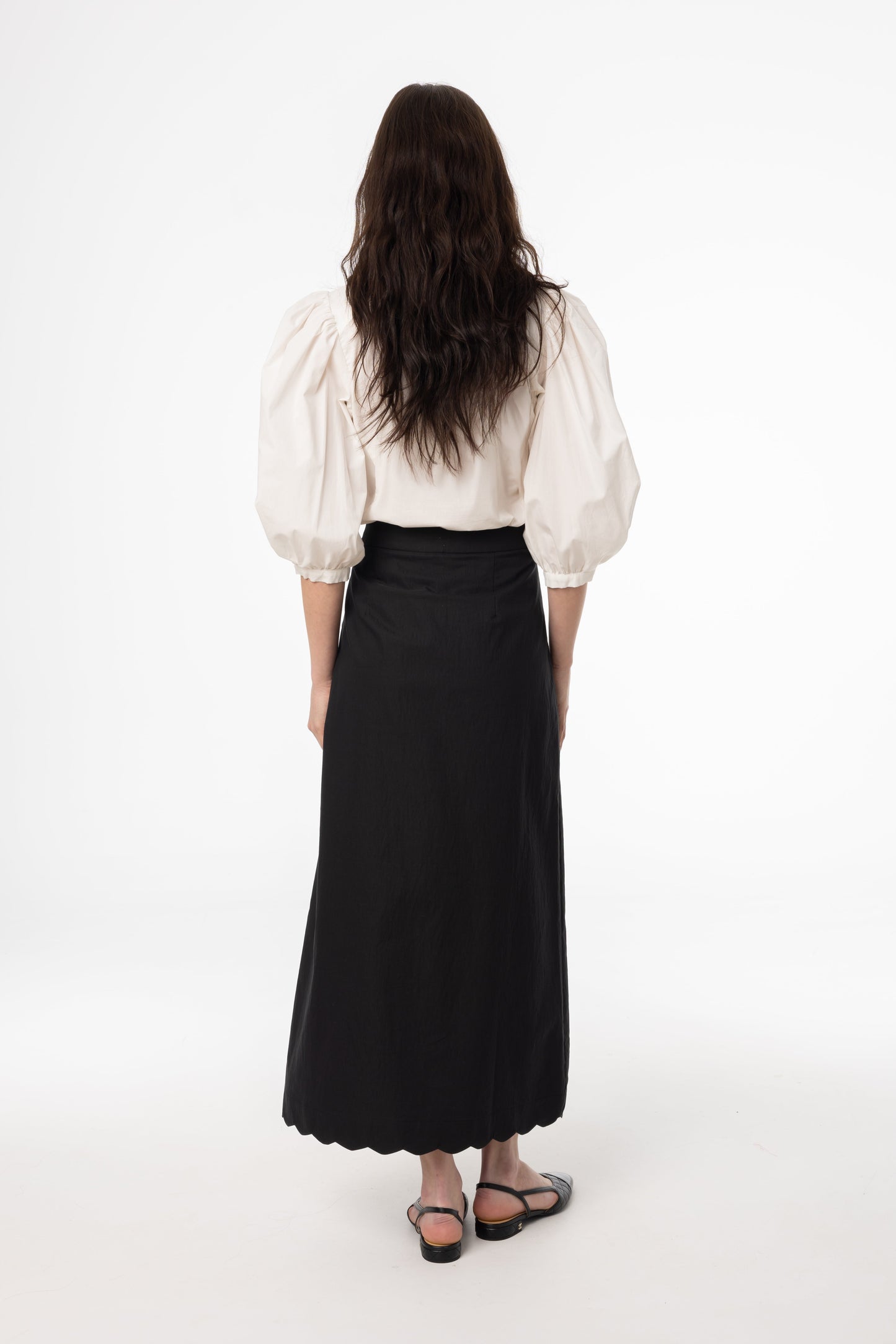 Black Scalloped Maxi Skirt