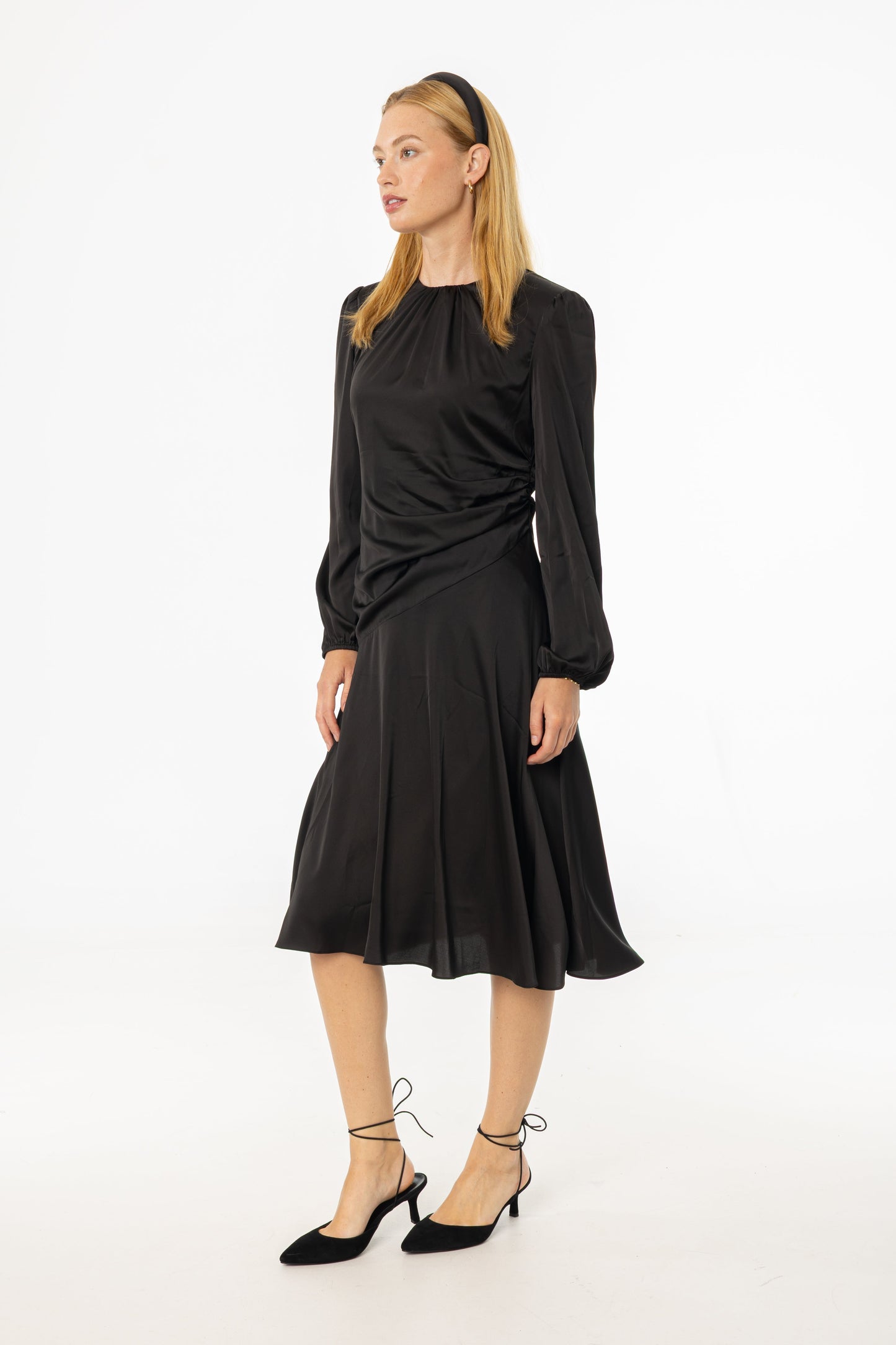 Black Side Draped Dress