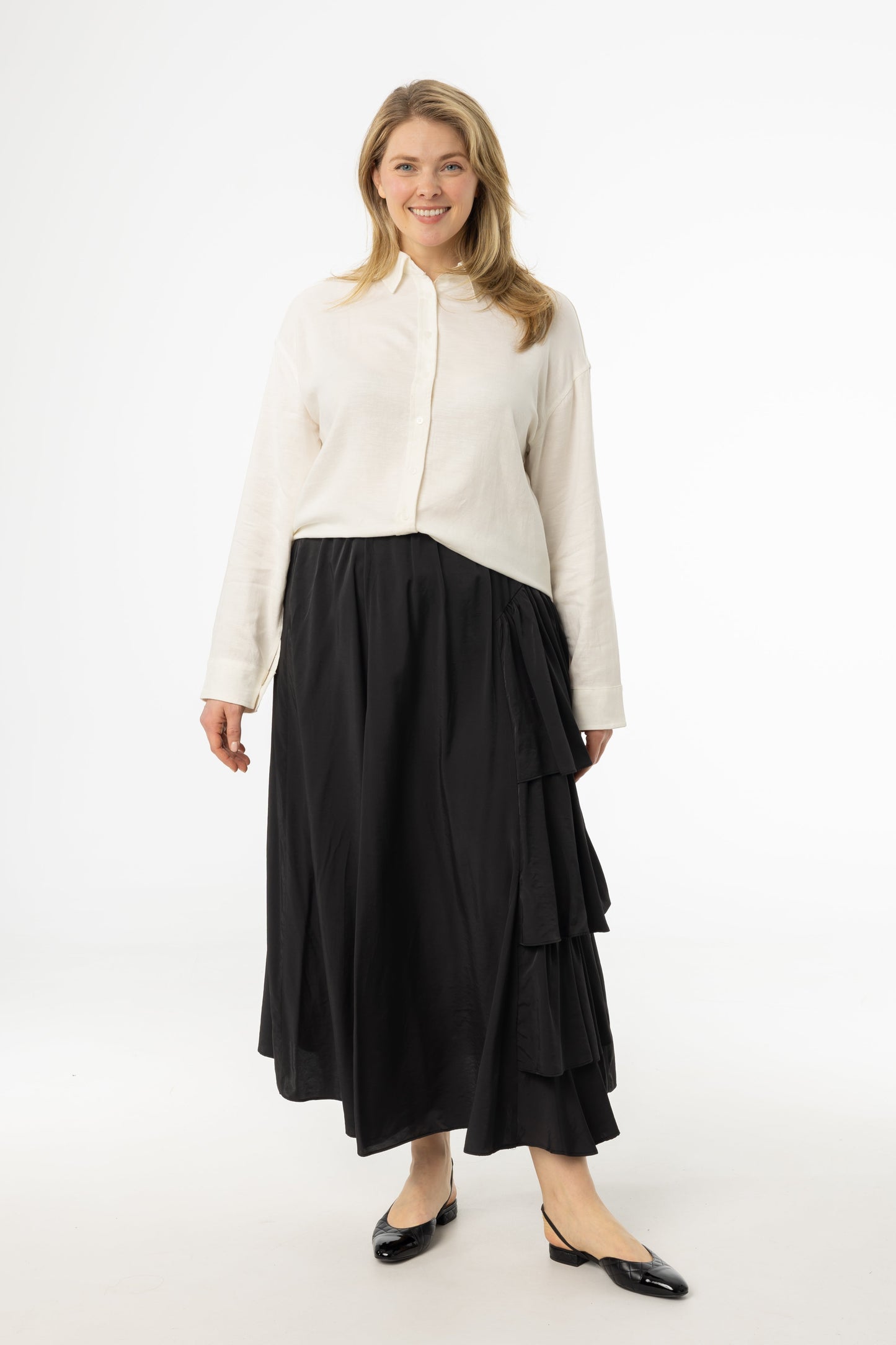 Black Side Ruffle Skirt