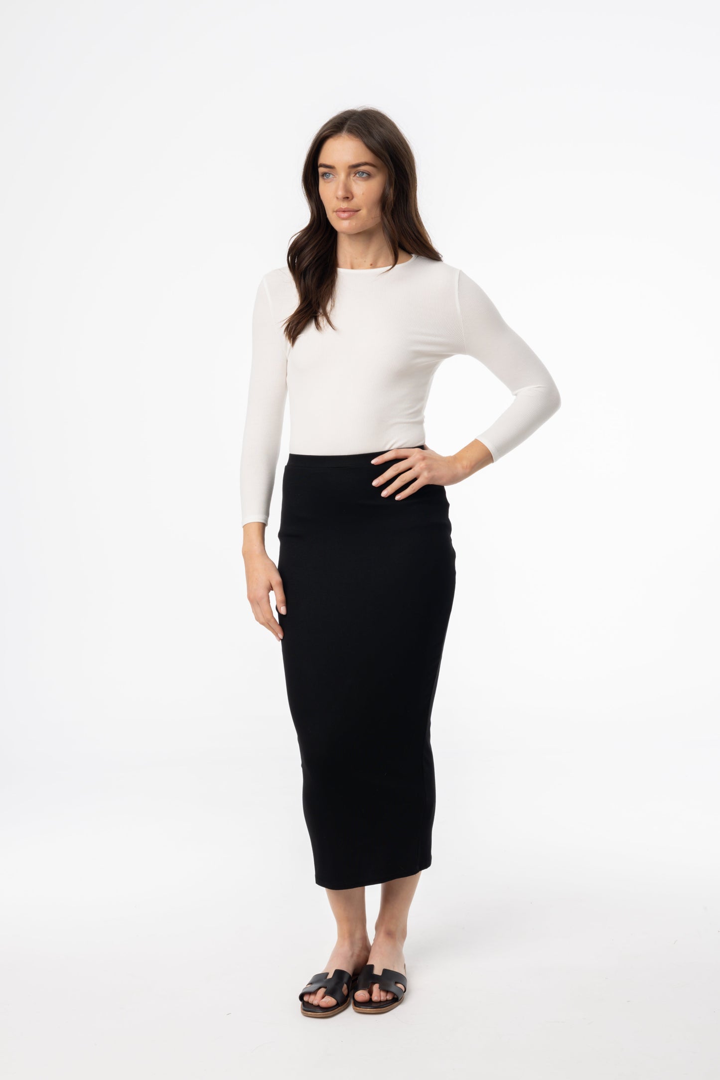Black Solid Skirt Legging