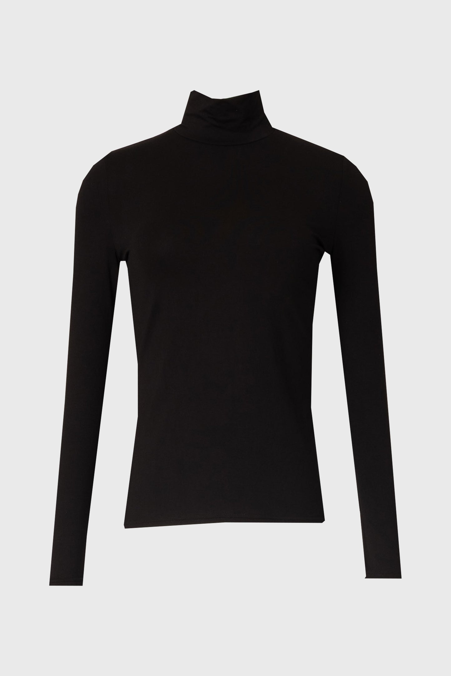 Black Solid Turtleneck Top