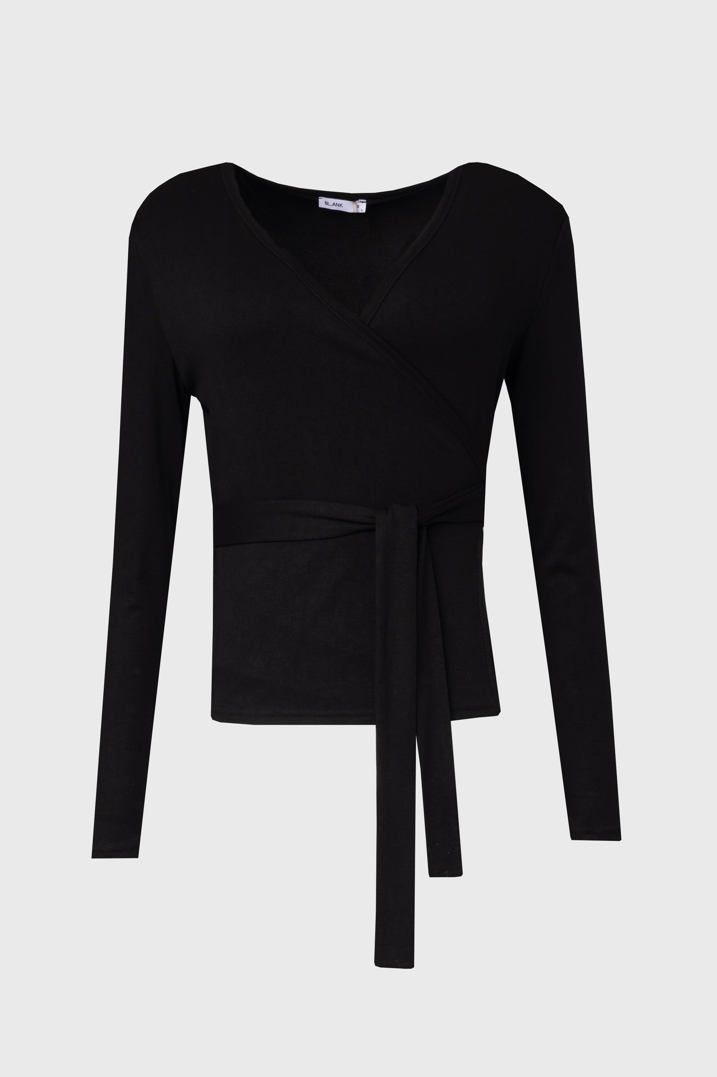 Black Solid Wrap T-Shirt