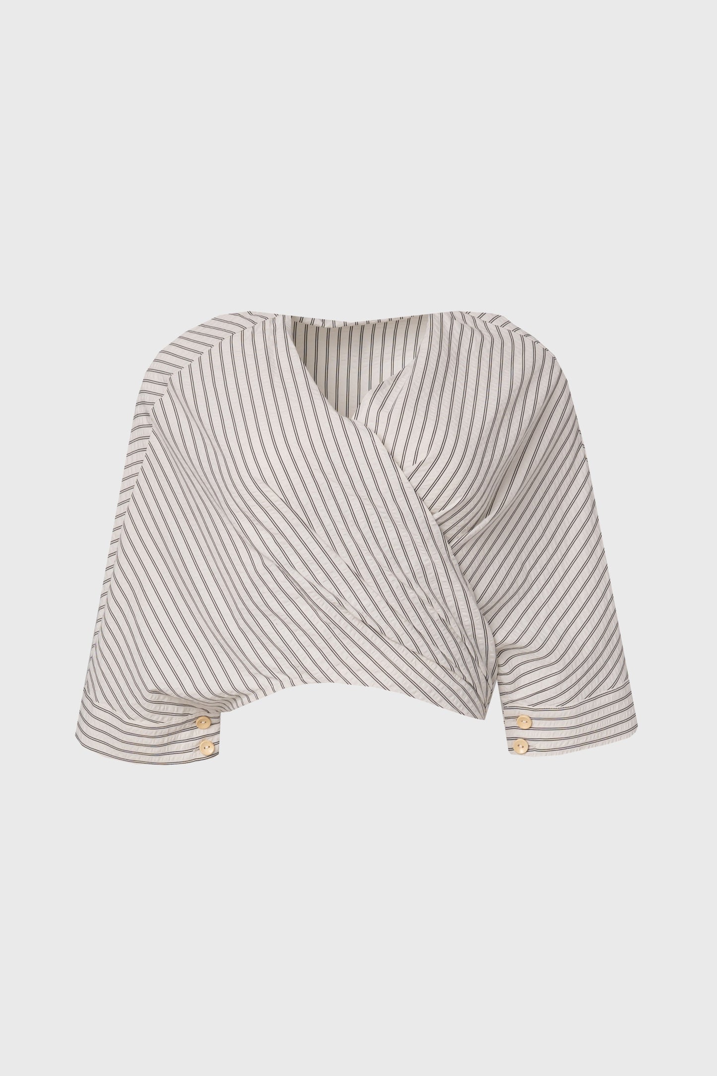 Black Striped Wrap Blouse
