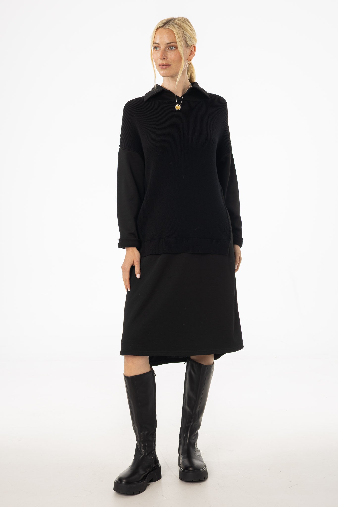 Black Sweater Shirt Dress