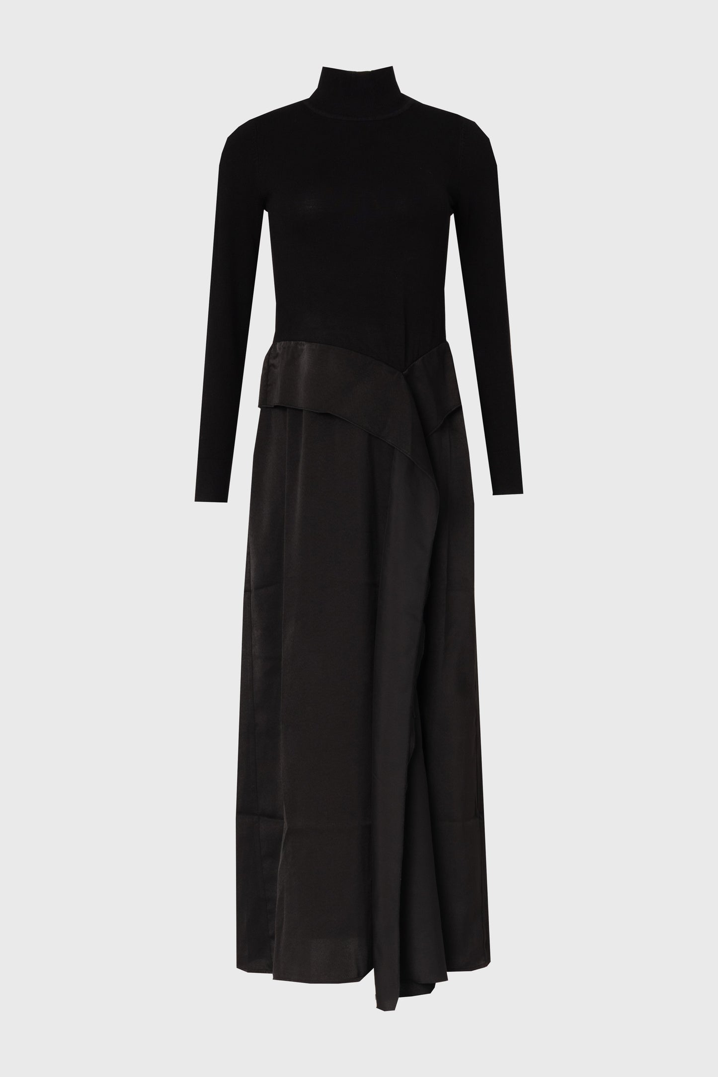 Black Two Tone Fabric Maxi Dress