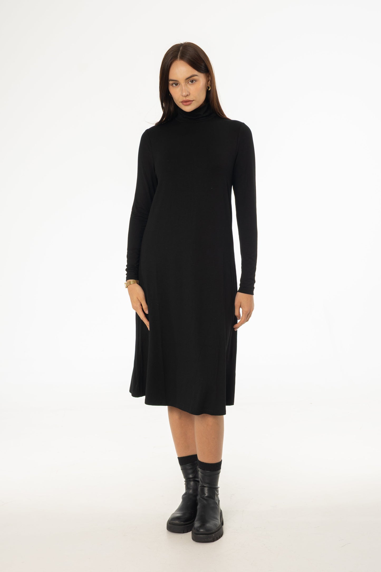Black Turtleneck Swing Dress