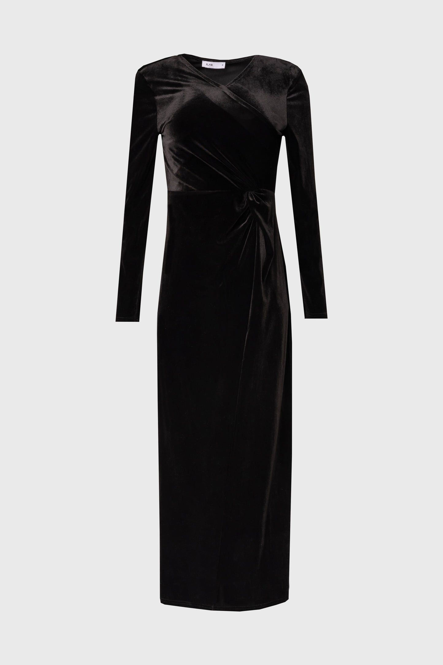 Black Twist Velour Maxi Dress