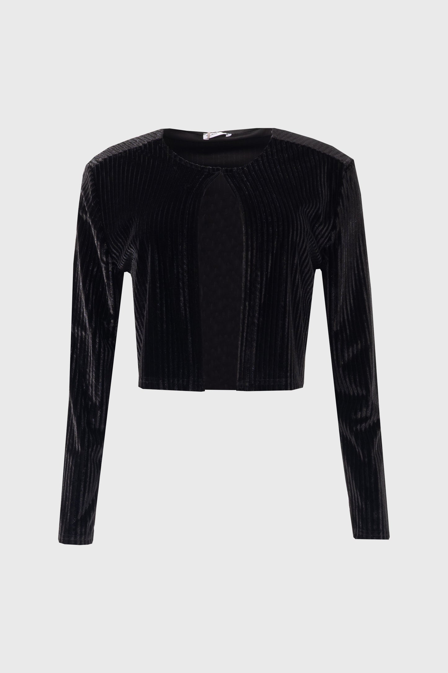 Black Ribbed Velour Cardigan