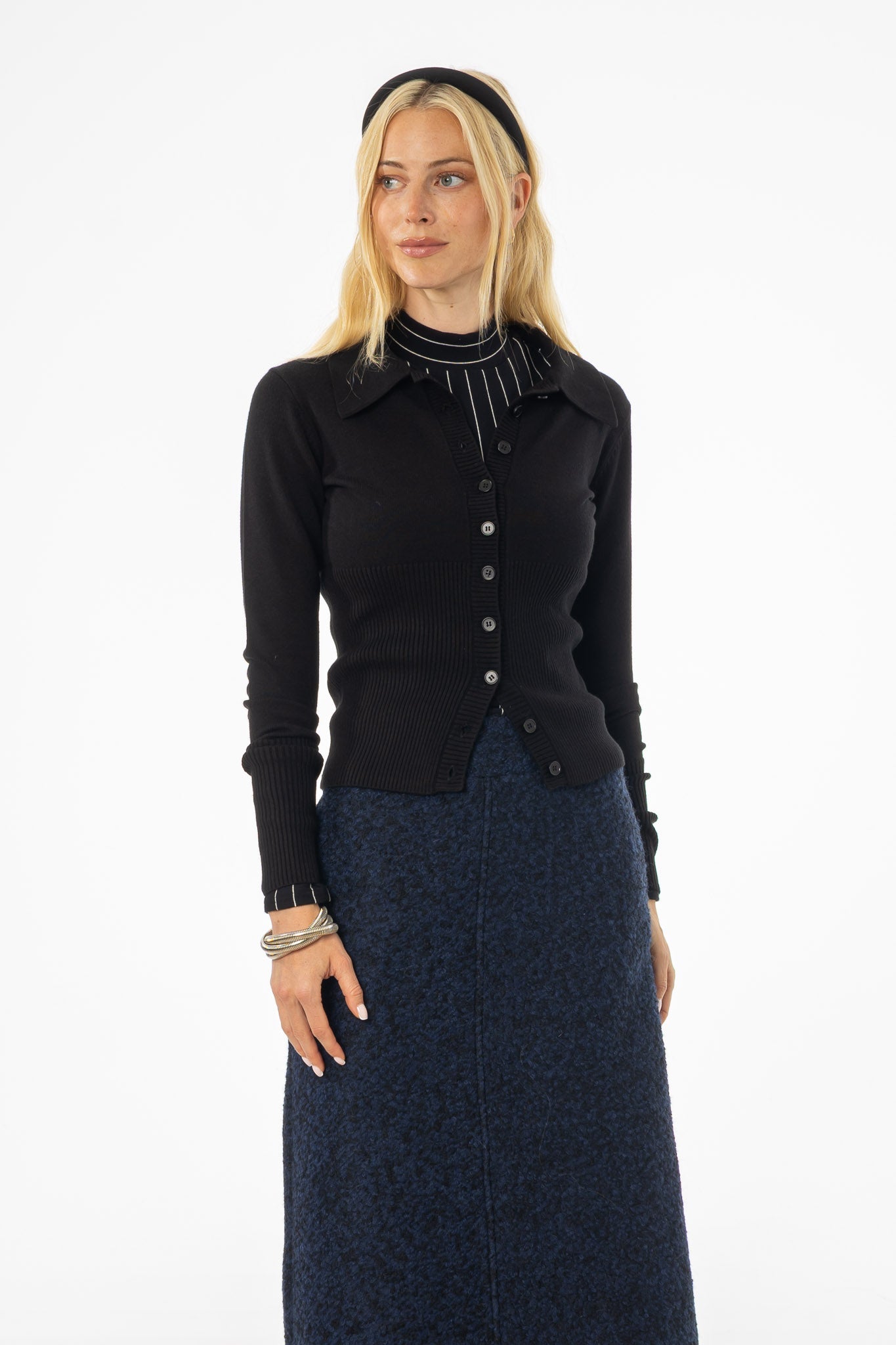 Black Waisted Cardigan