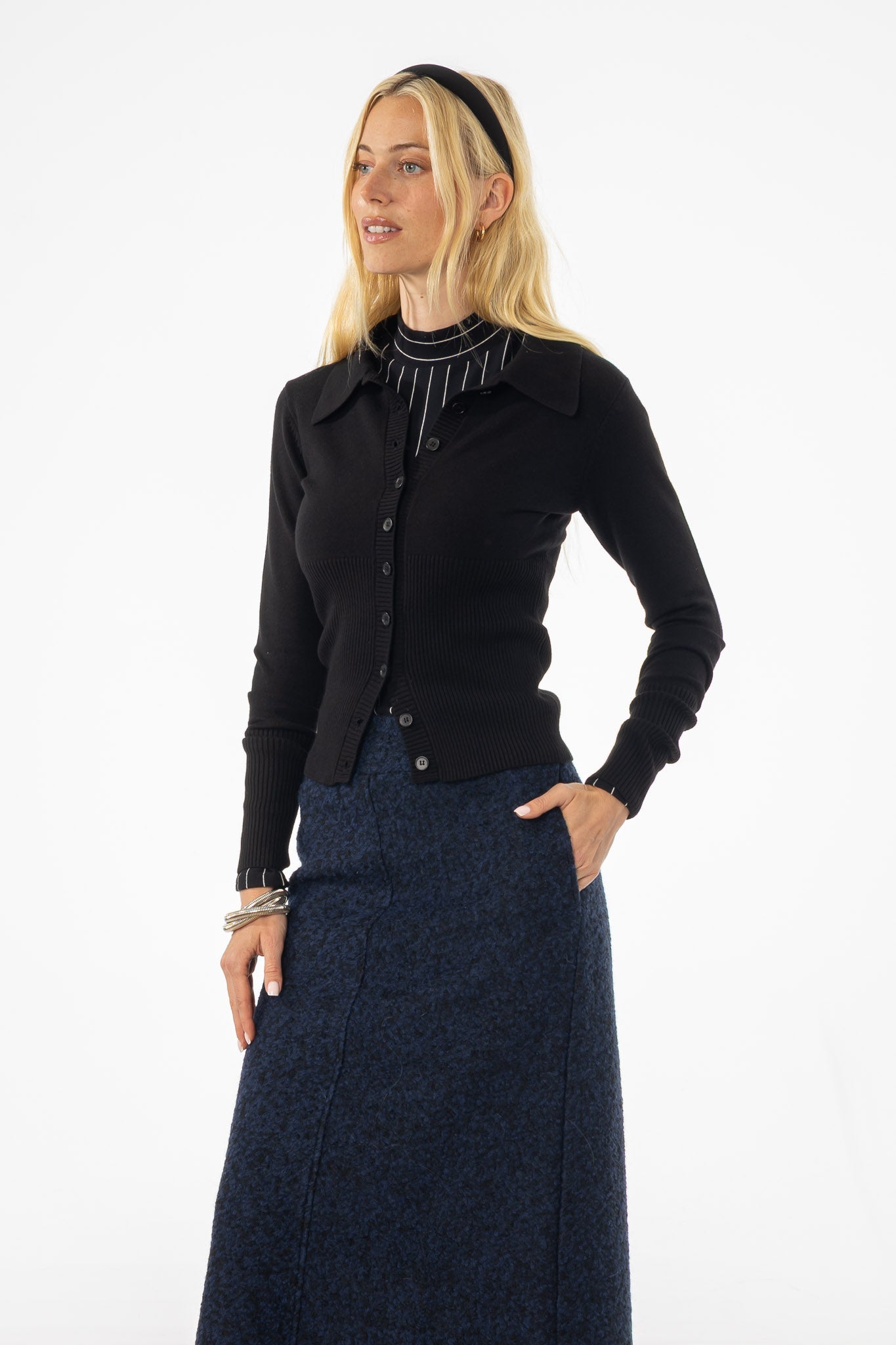 Black Waisted Cardigan