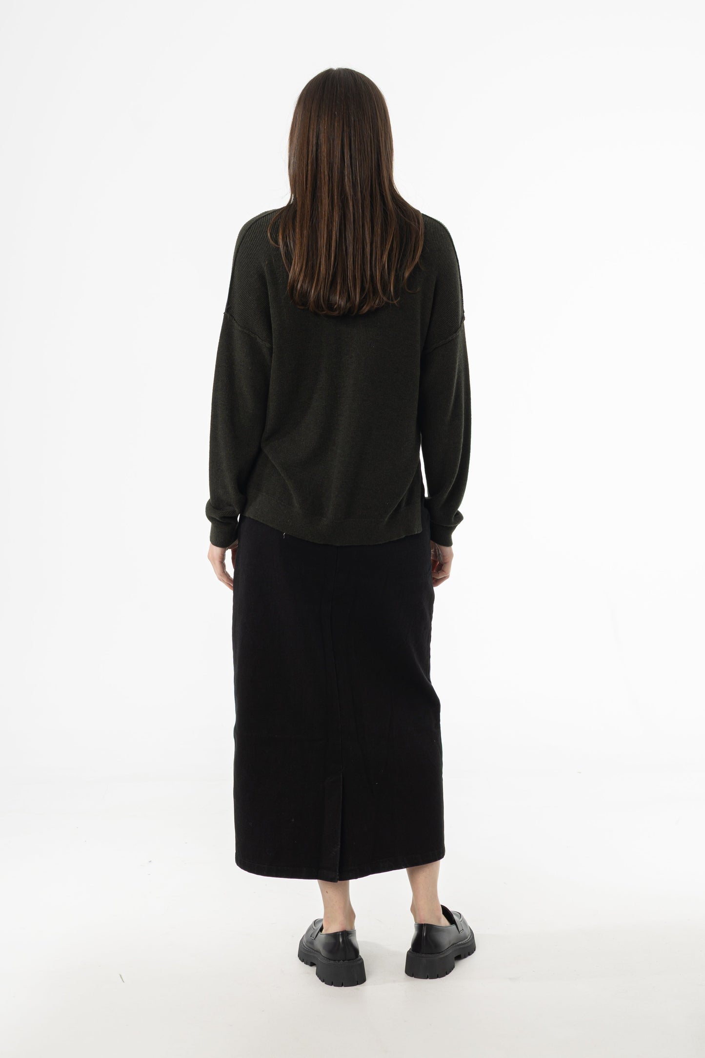 Black Exposed Pocket Denim Skirt