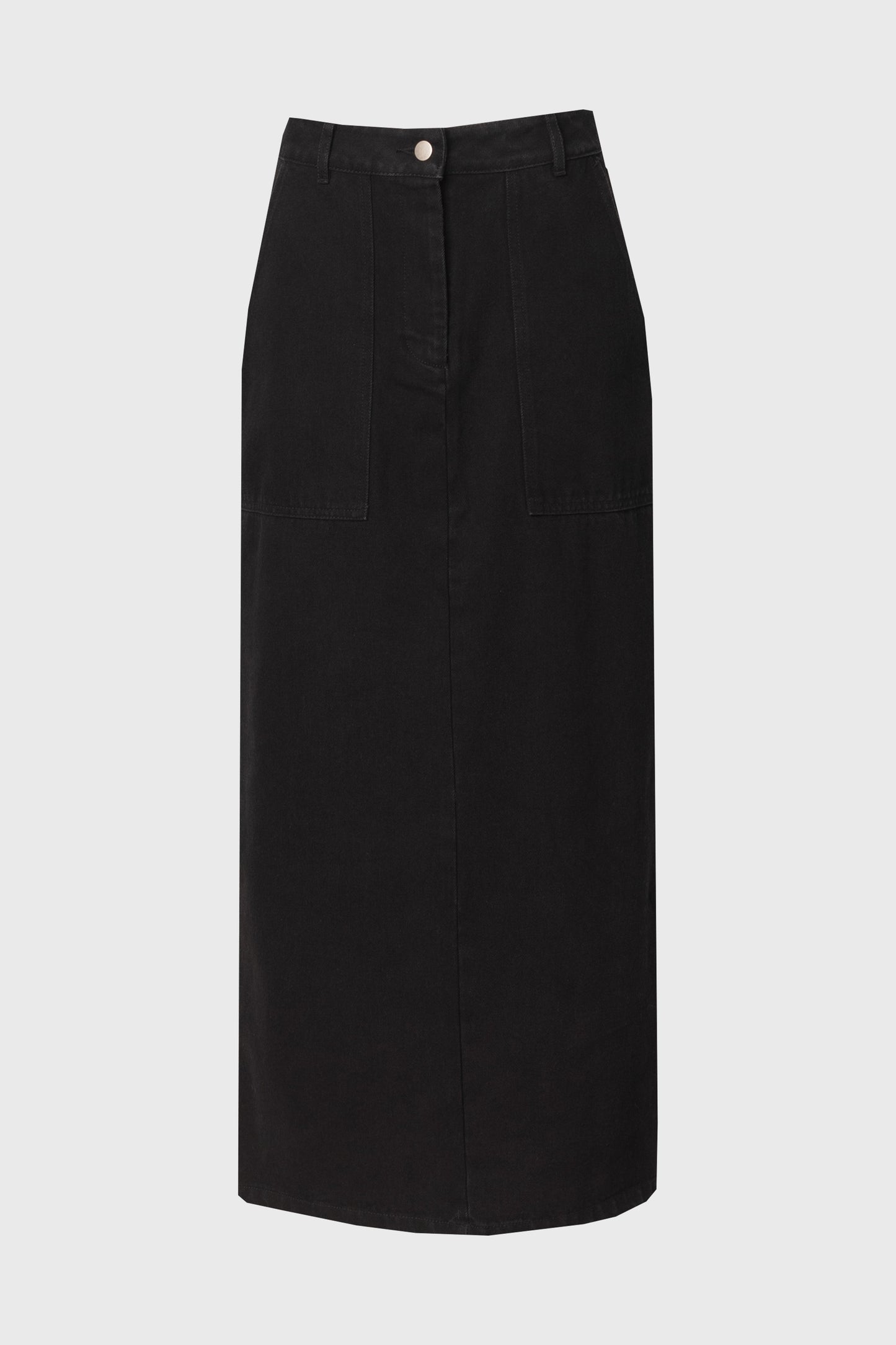 Black Exposed Pocket Denim Skirt