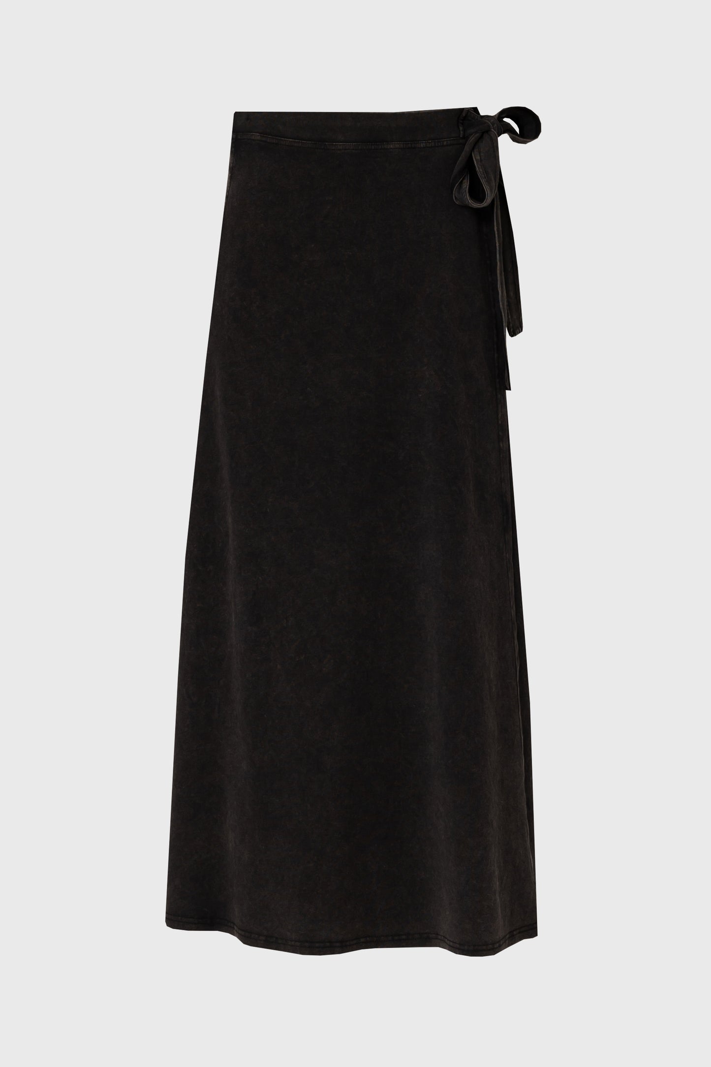 Black Wash Stretch Wrap Maxi Skirt