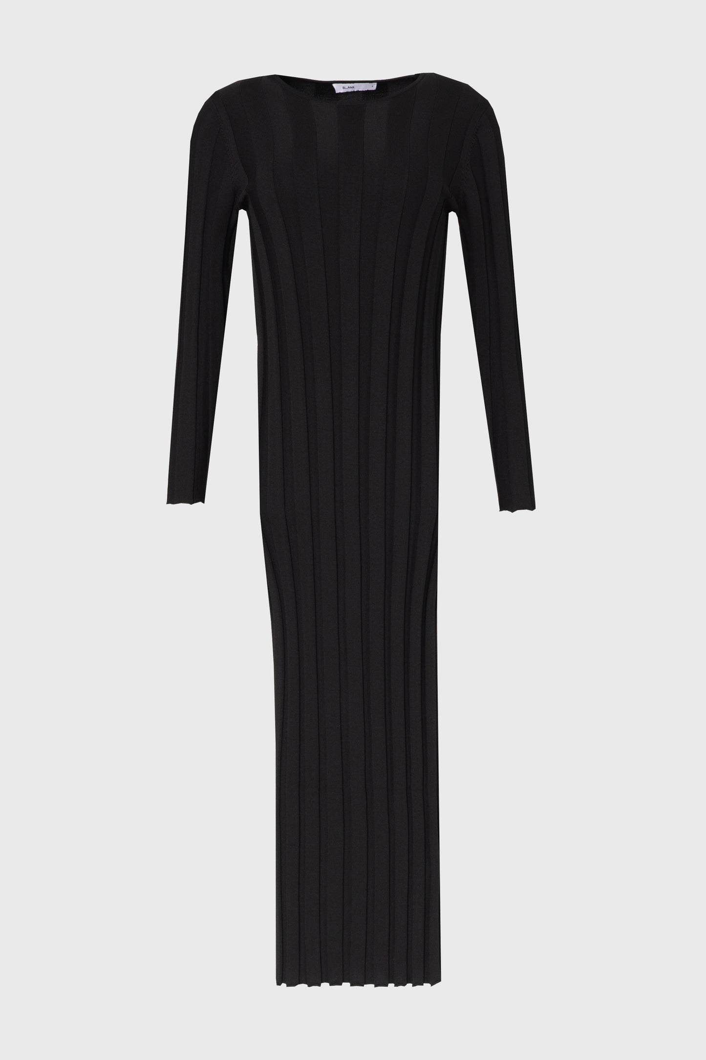 Black Wide Ribbed Maxi Dress